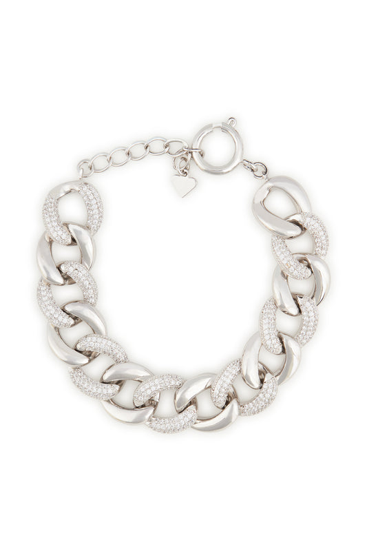 MELUSINA BIJOUX Bracciale a Catena con Zirconi Rodio