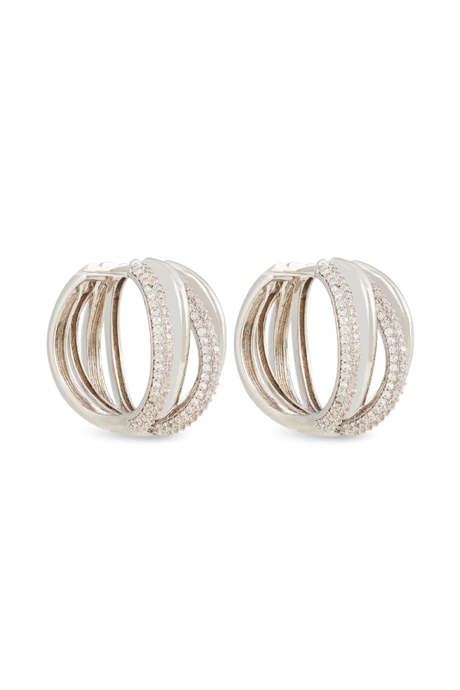 MELUSINA BIJOUX Rhodium Braided Wire Earrings