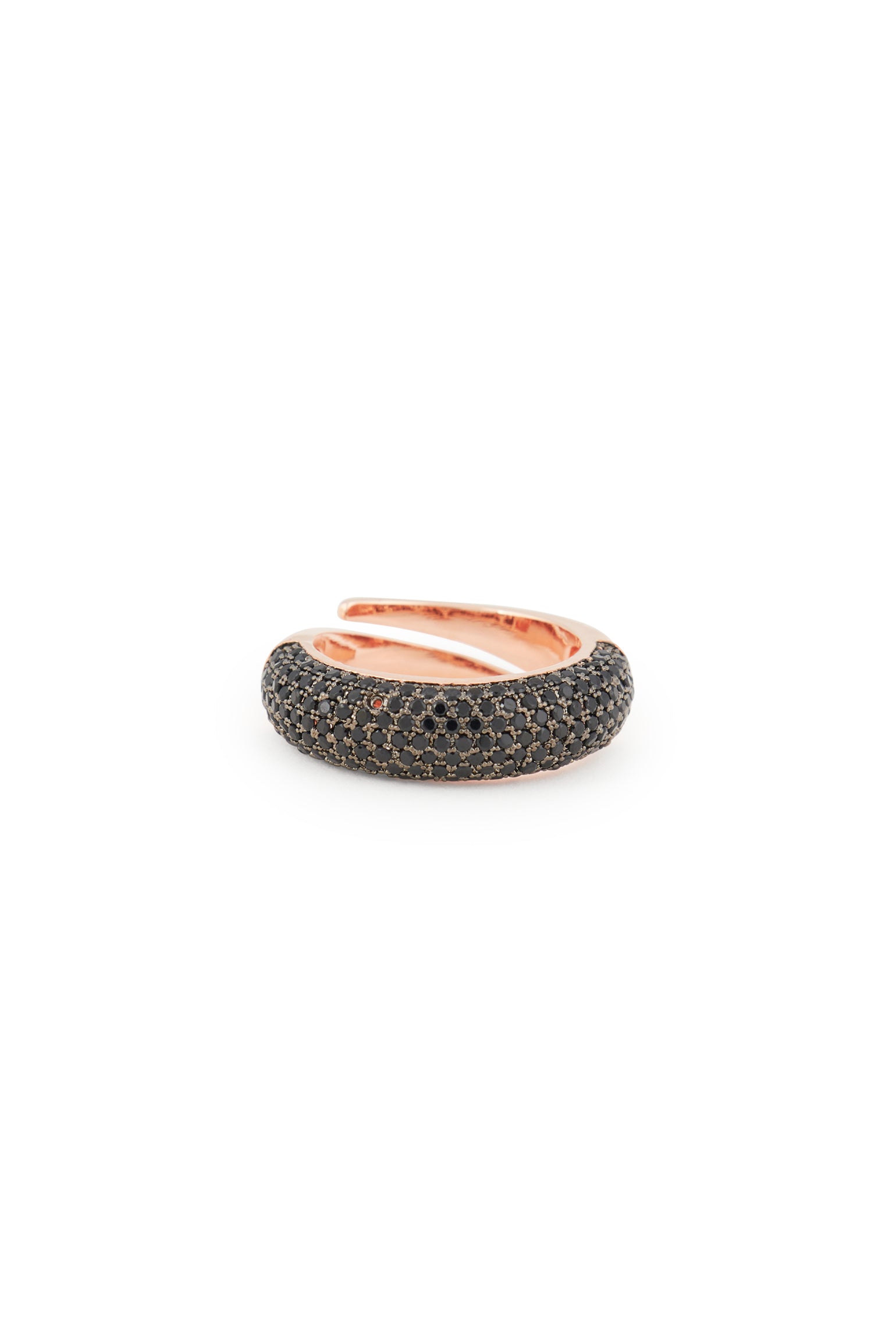 MELUSINA BIJOUX Gold Band Ring with Black Zircons