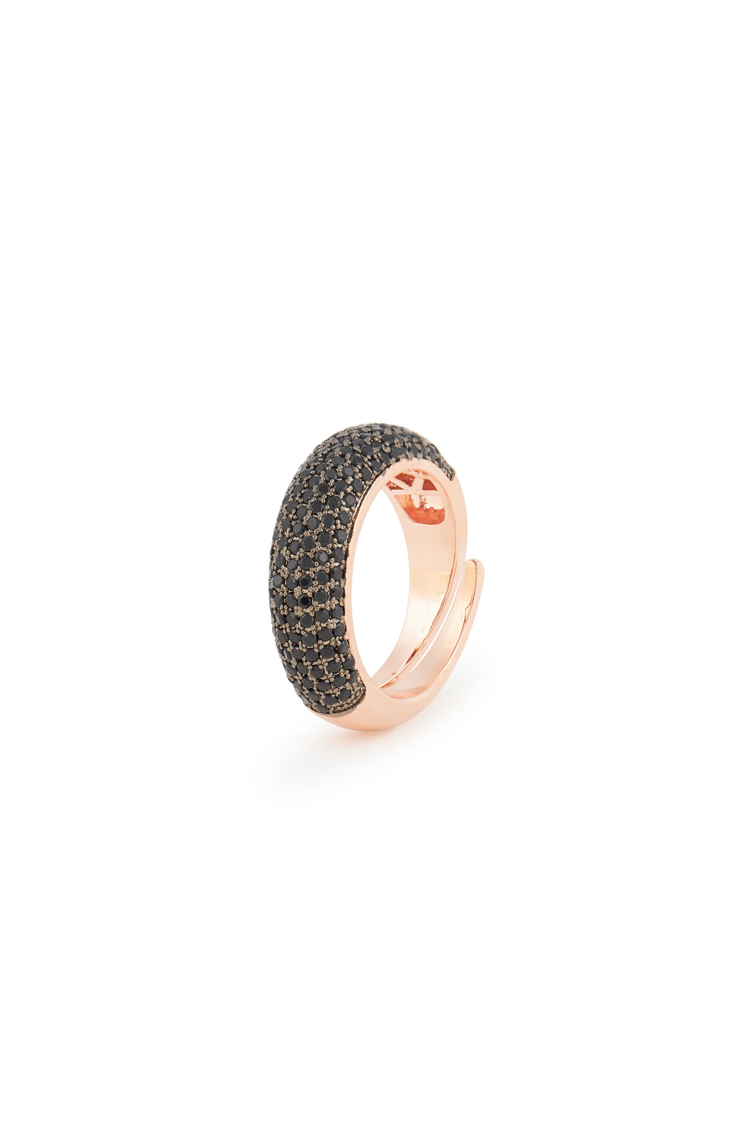 MELUSINA BIJOUX Gold Band Ring with Black Zircons