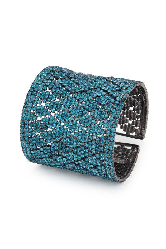 MELUSINA BIJOUX Semi-rigid Bracelet with Turquoise Rhinestones