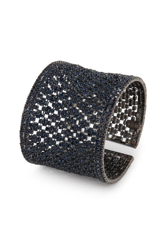 MELUSINA BIJOUX Semi-rigid Bracelet with Blue Rhinestones