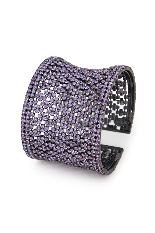 MELUSINA BIJOUX Semi-rigid Bracelet with Lilac Rhinestones
