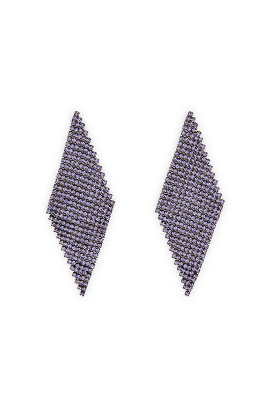 MELUSINA BIJOUX Rhombus earrings with purple rhinestones