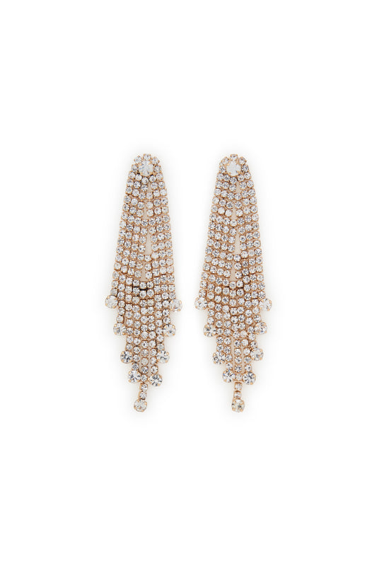 MELUSINA BIJOUX Chandelier Earrings with Gold Rhinestones