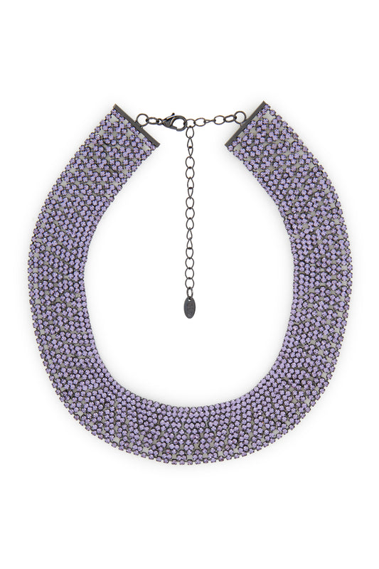 MELUSINA BIJOUX Round Neck Necklace with Lilac Rhinestones