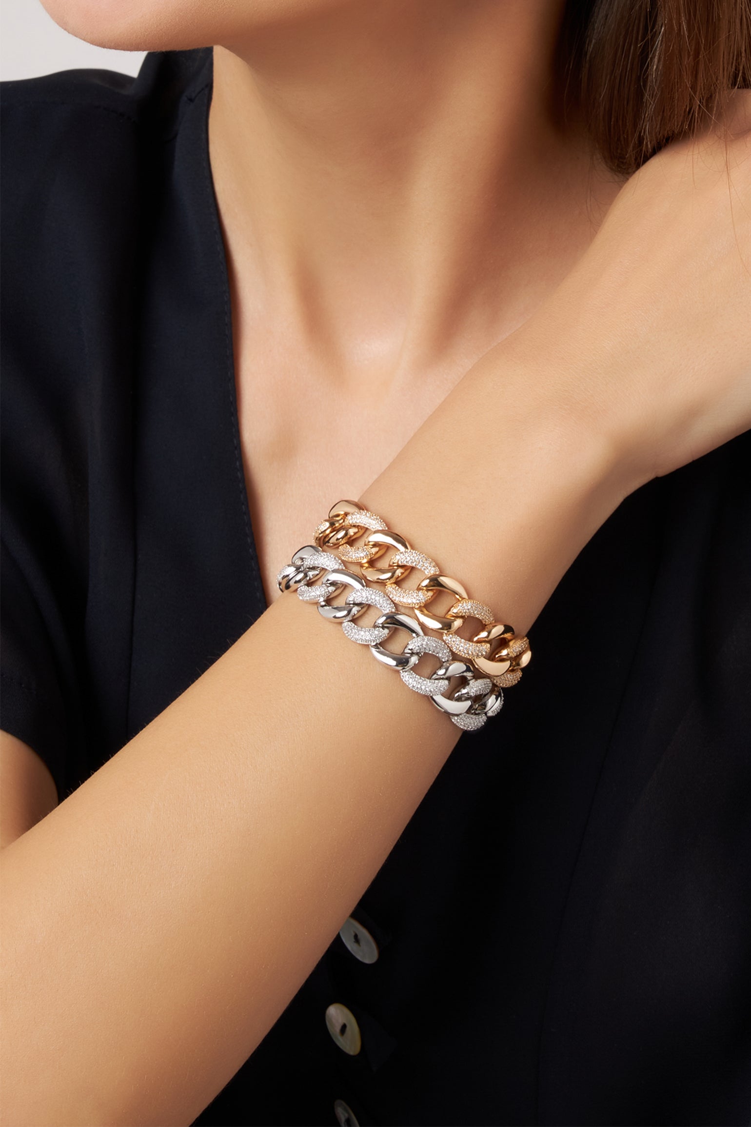 MELUSINA BIJOUX Bracciale a Catena con Zirconi Rodio