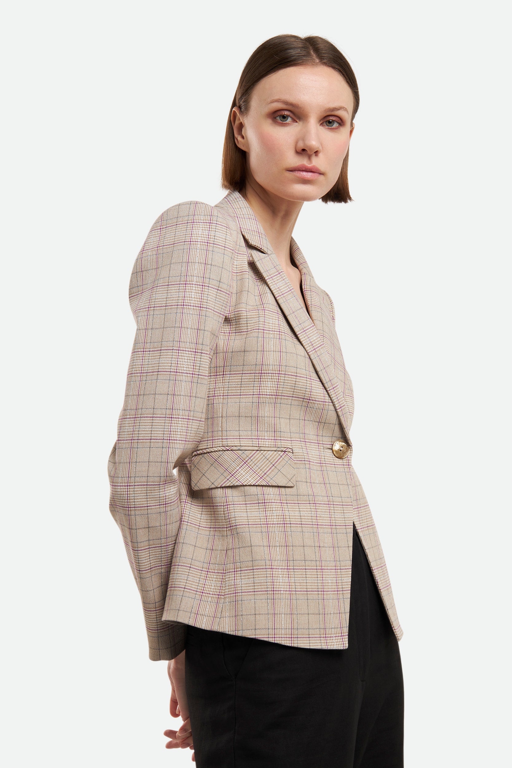 Patrizia Pepe Blazer a Quadri Beige