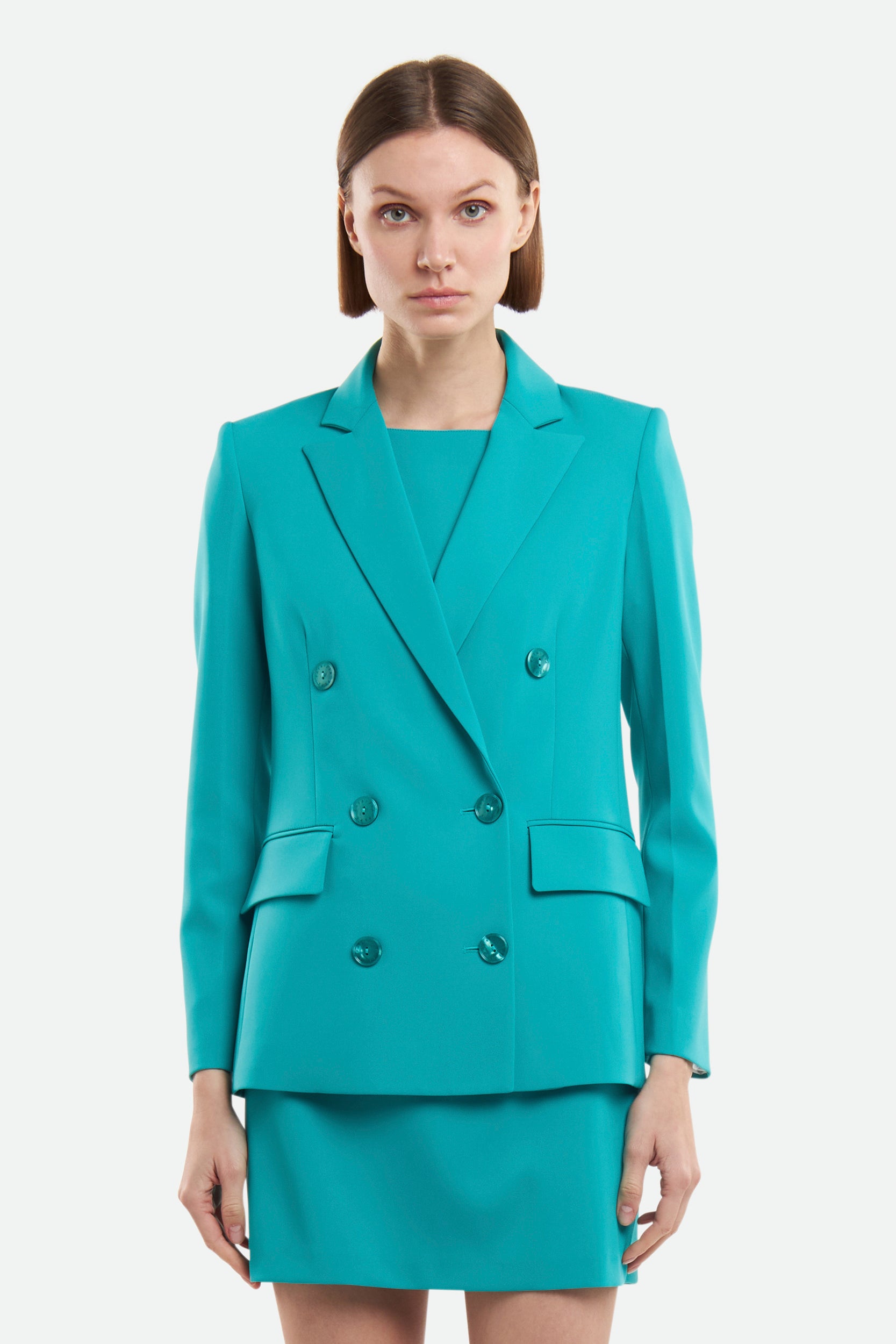 Patrizia Pepe Turquoise Double-Breasted Blazer