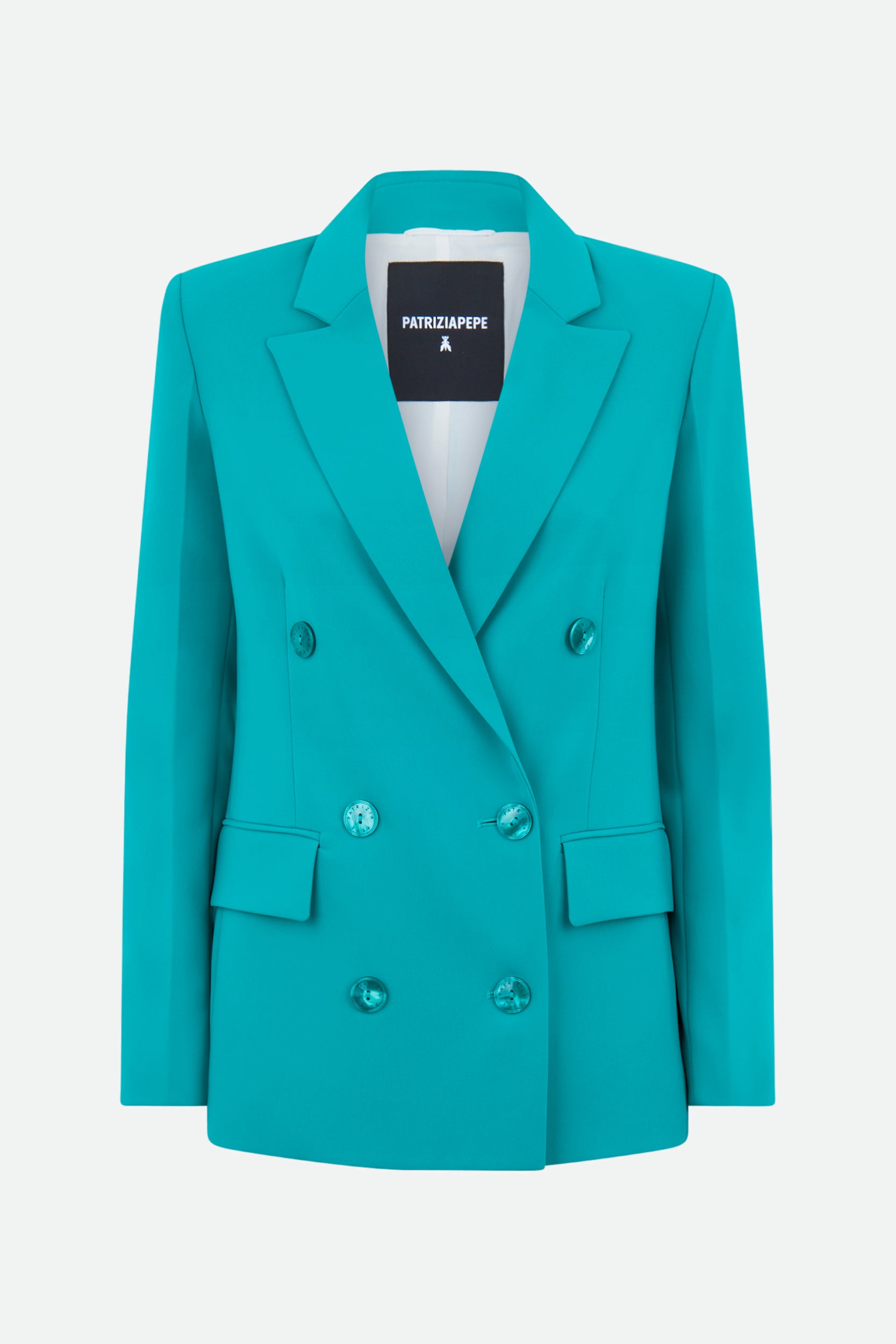 Patrizia Pepe Turquoise Double-Breasted Blazer