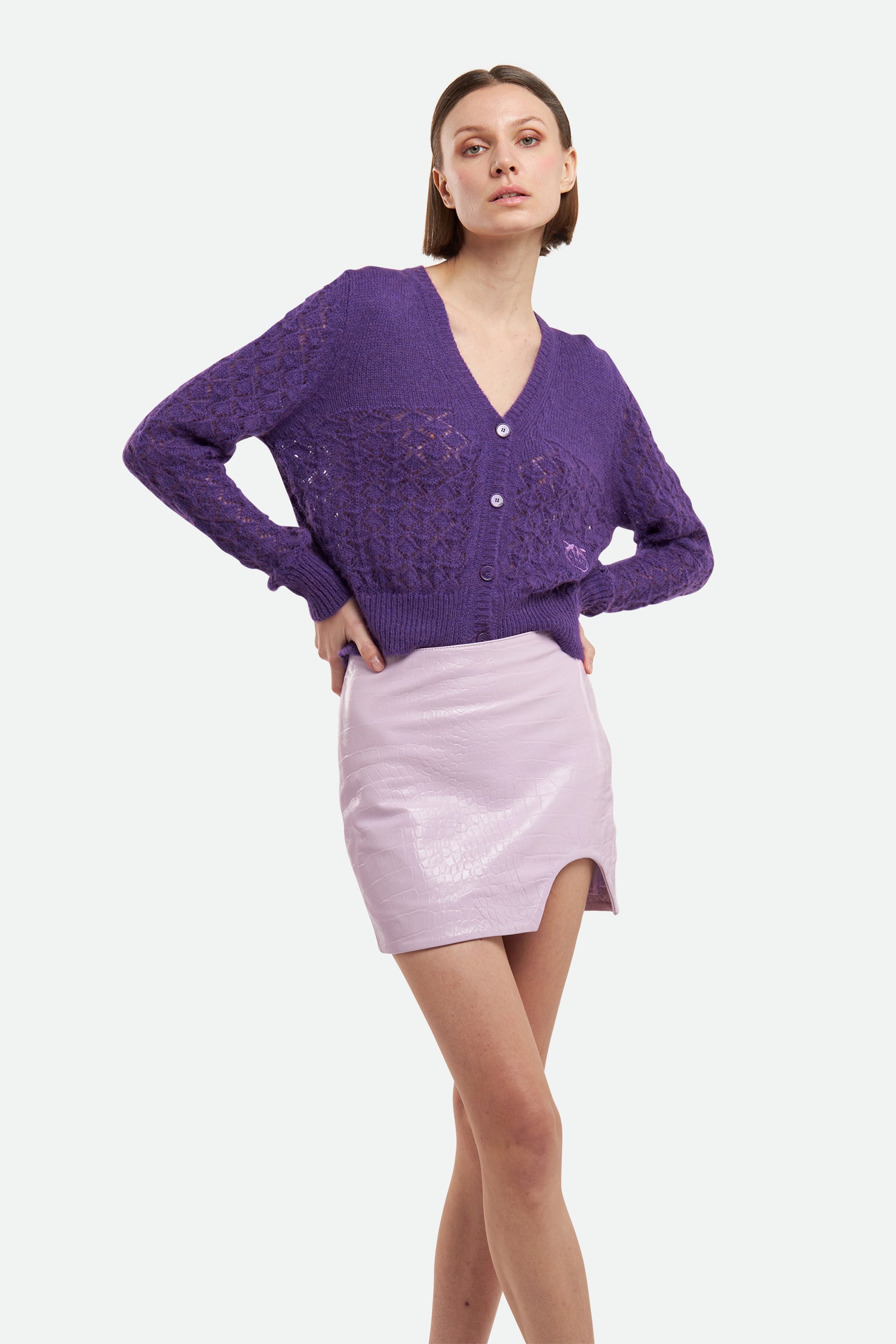 Patrizia Pepe Lilac Leather Skirt