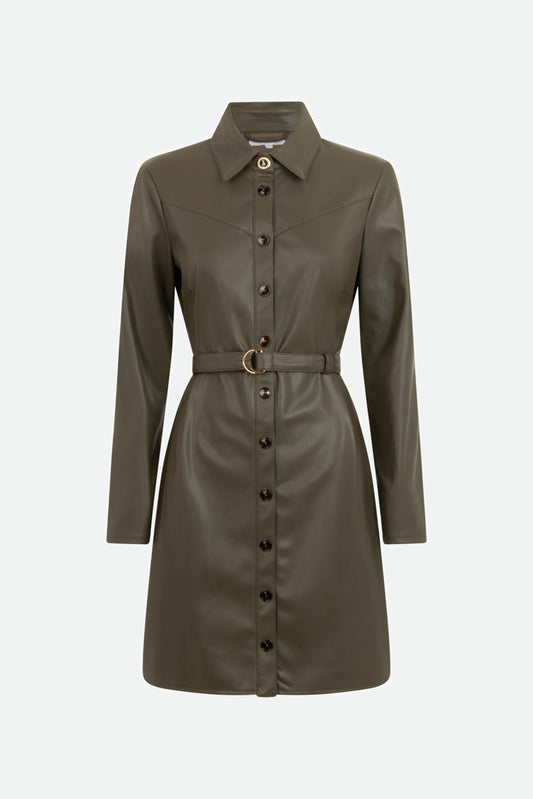 Patrizia Pepe Green Faux Leather Dress