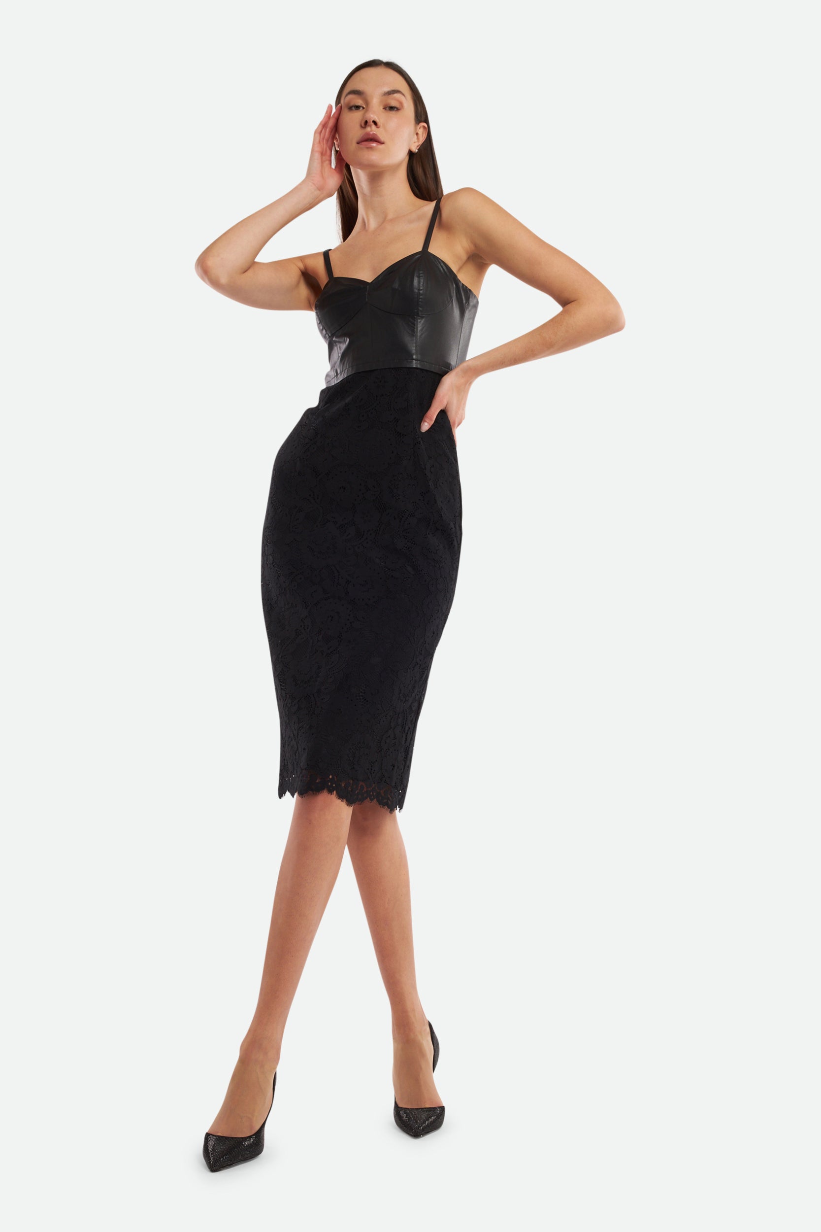 Twinset Abito Tubino Nero Macramé