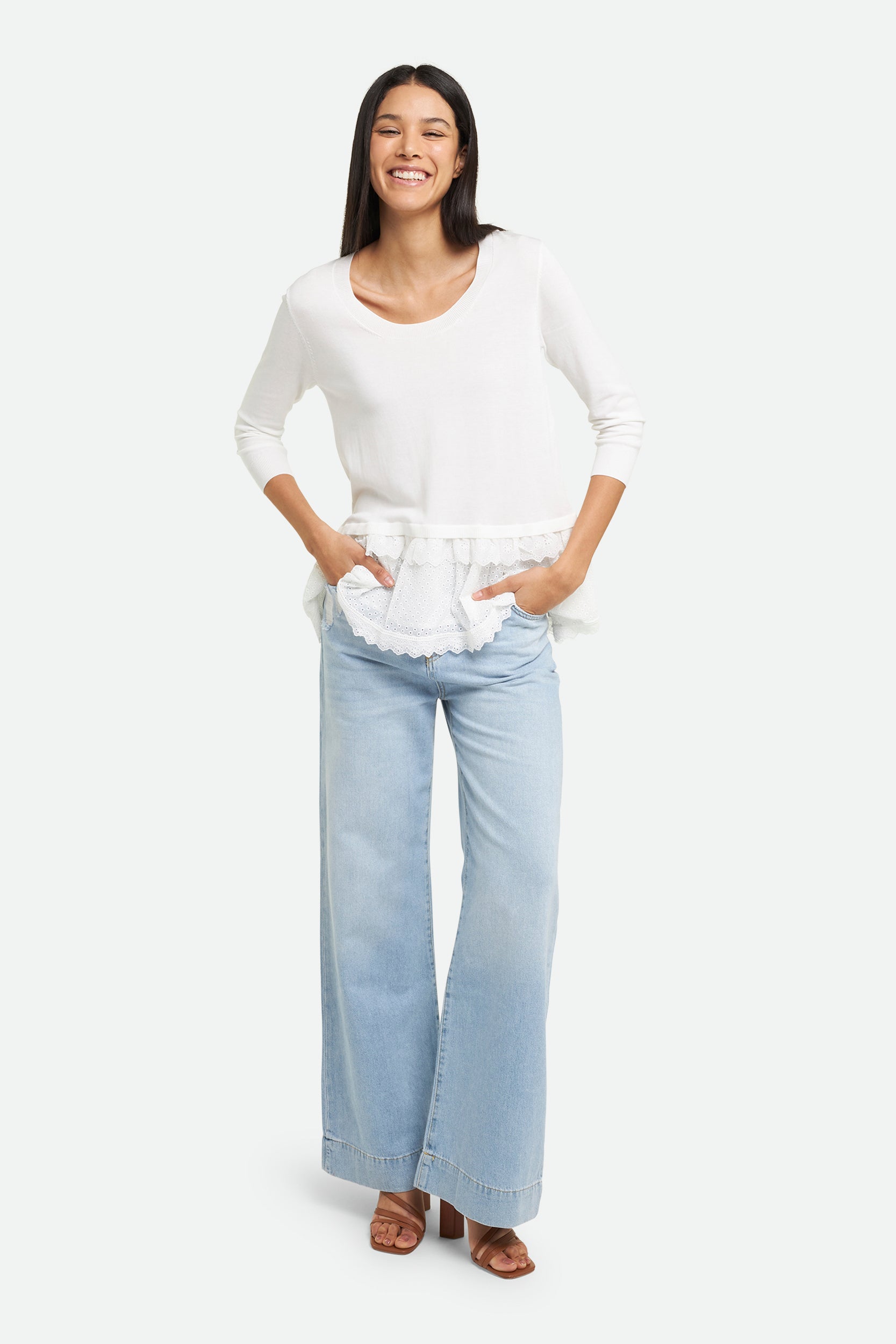 Twinset Maglia Sangallo Bianca
