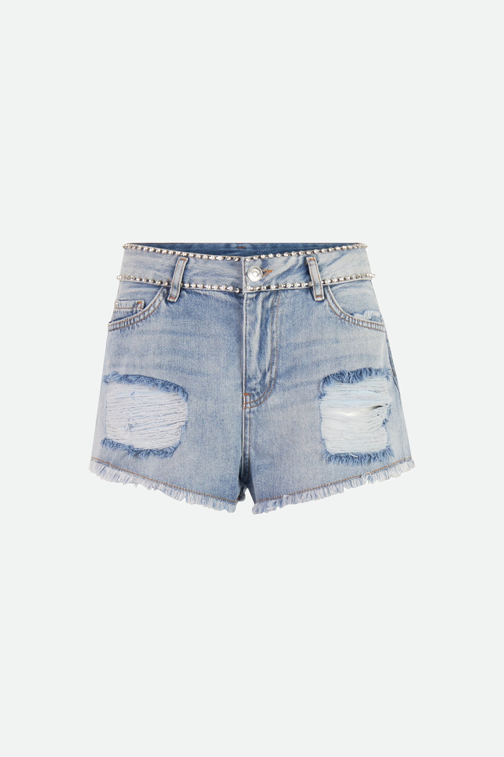 Twinset Shorts with Blue Rhinestones