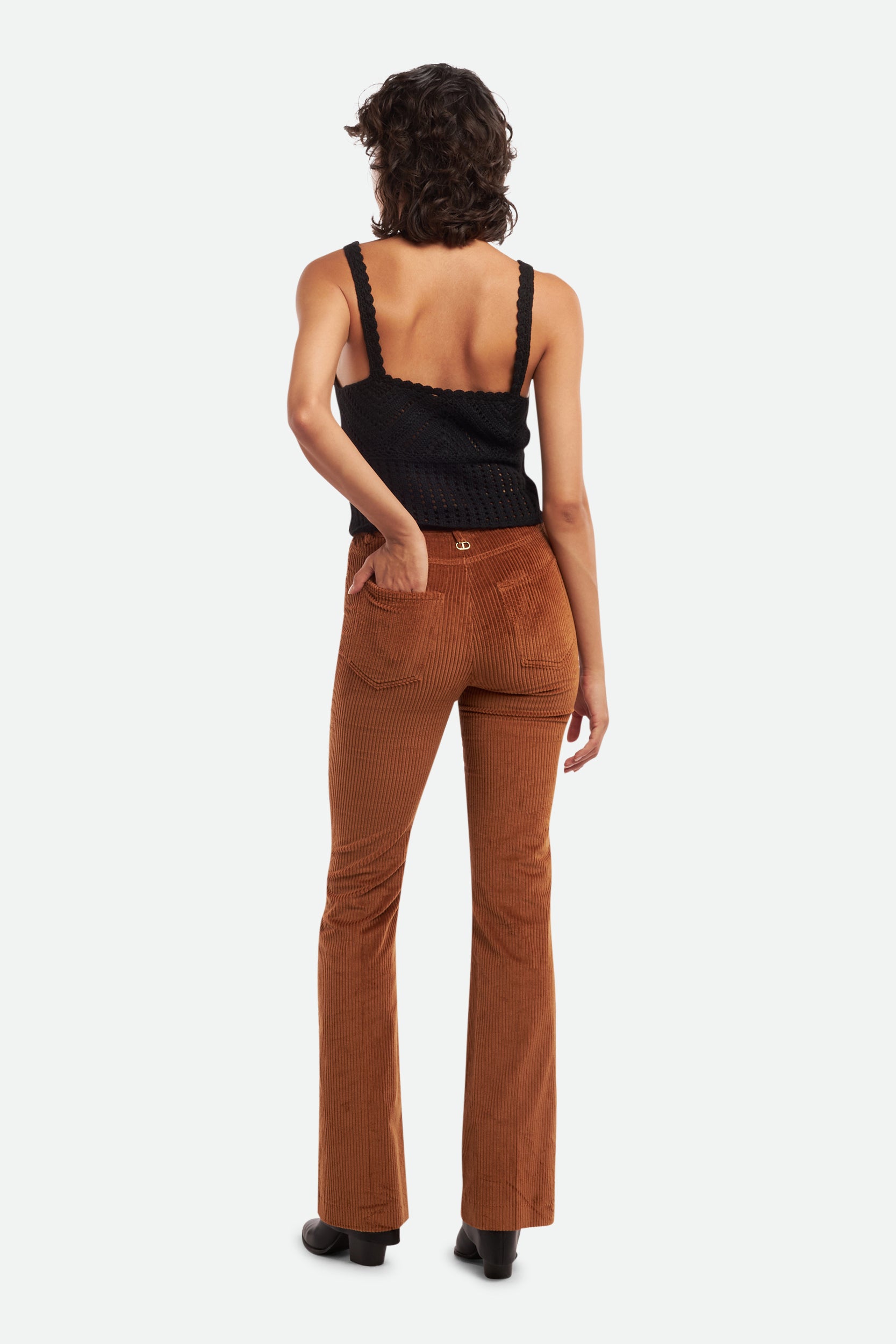 Twinset Pantalone Flare Marrone