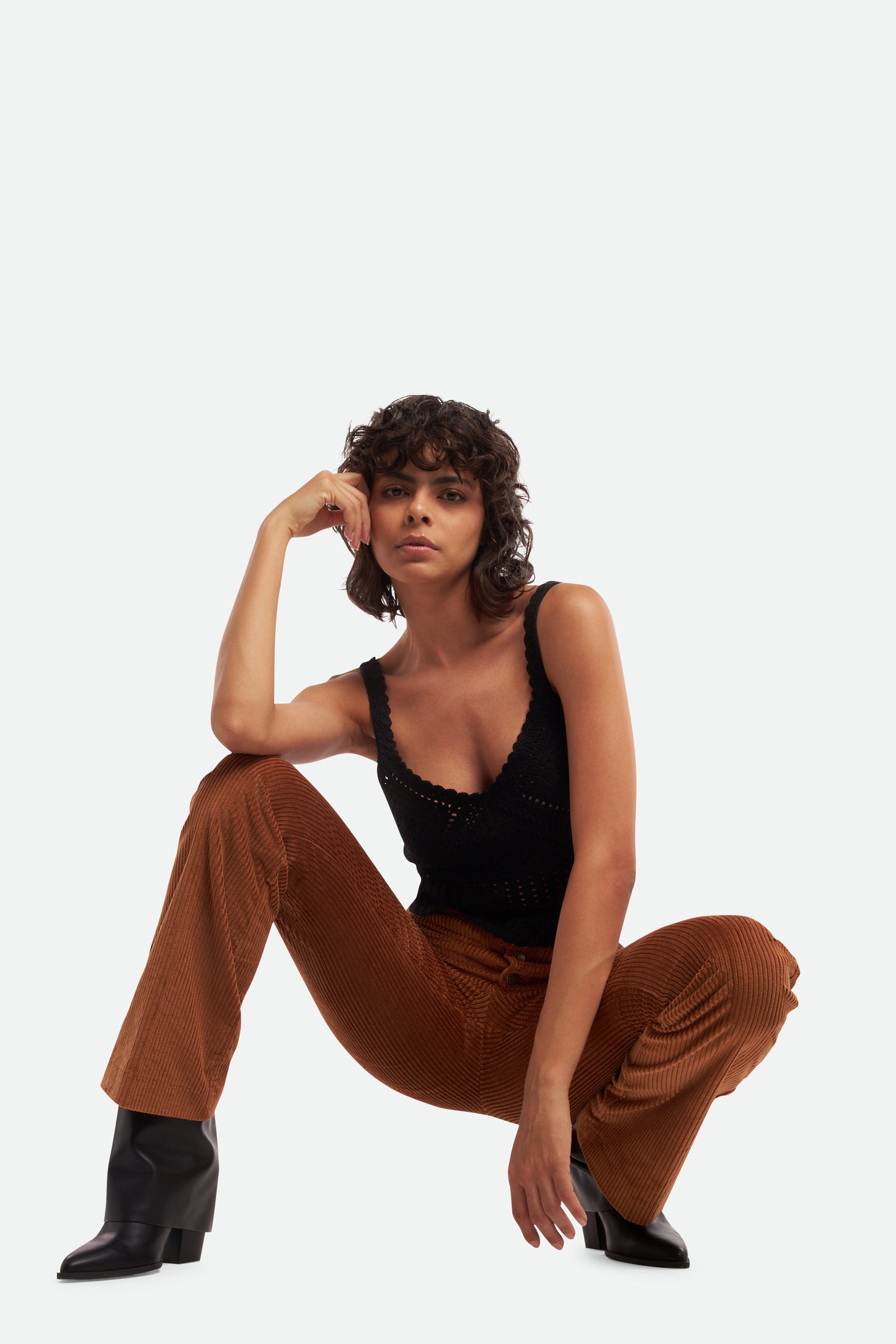 Twinset Pantalone Flare Marrone