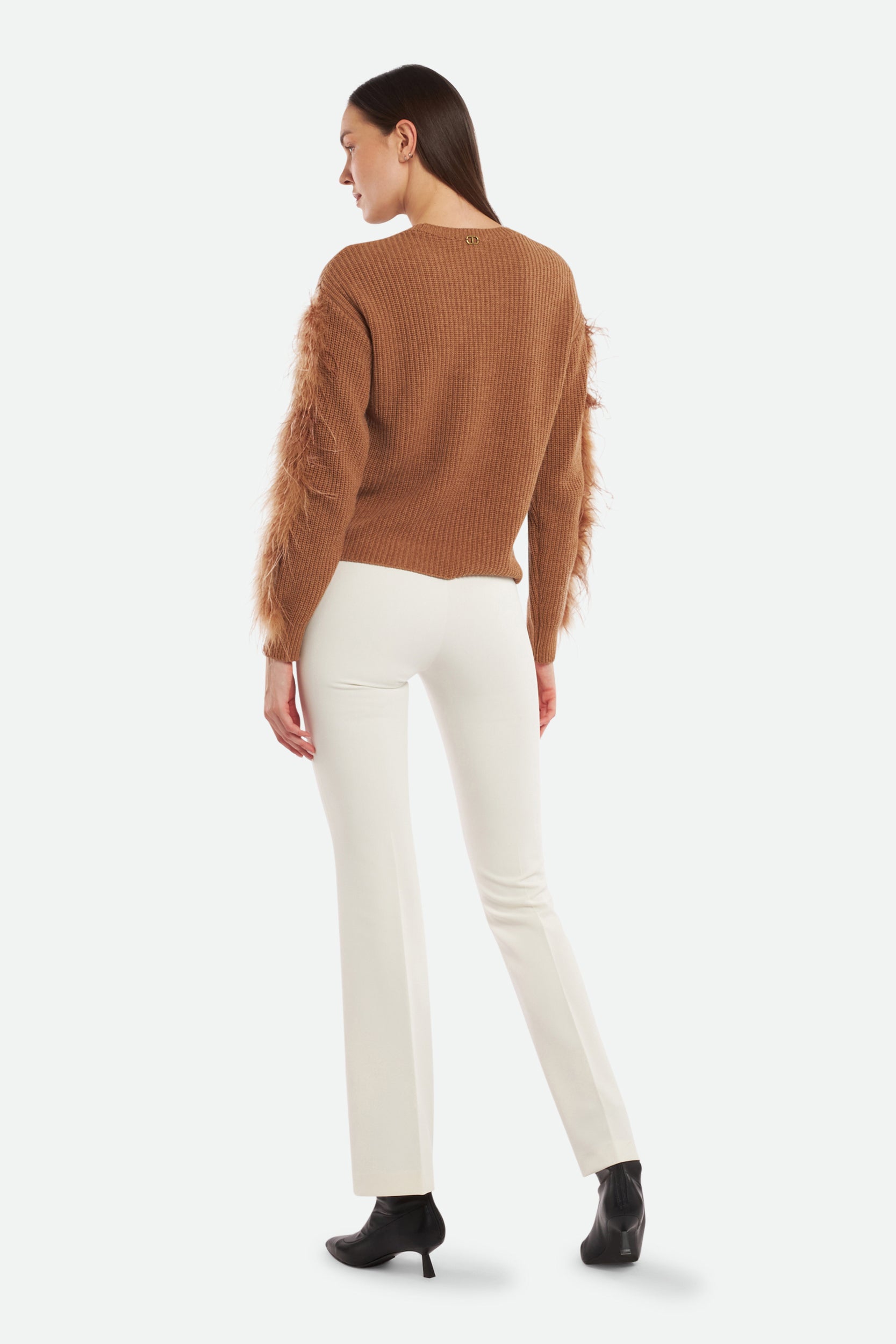 Twinset Pantalone Vita Alta Bianco