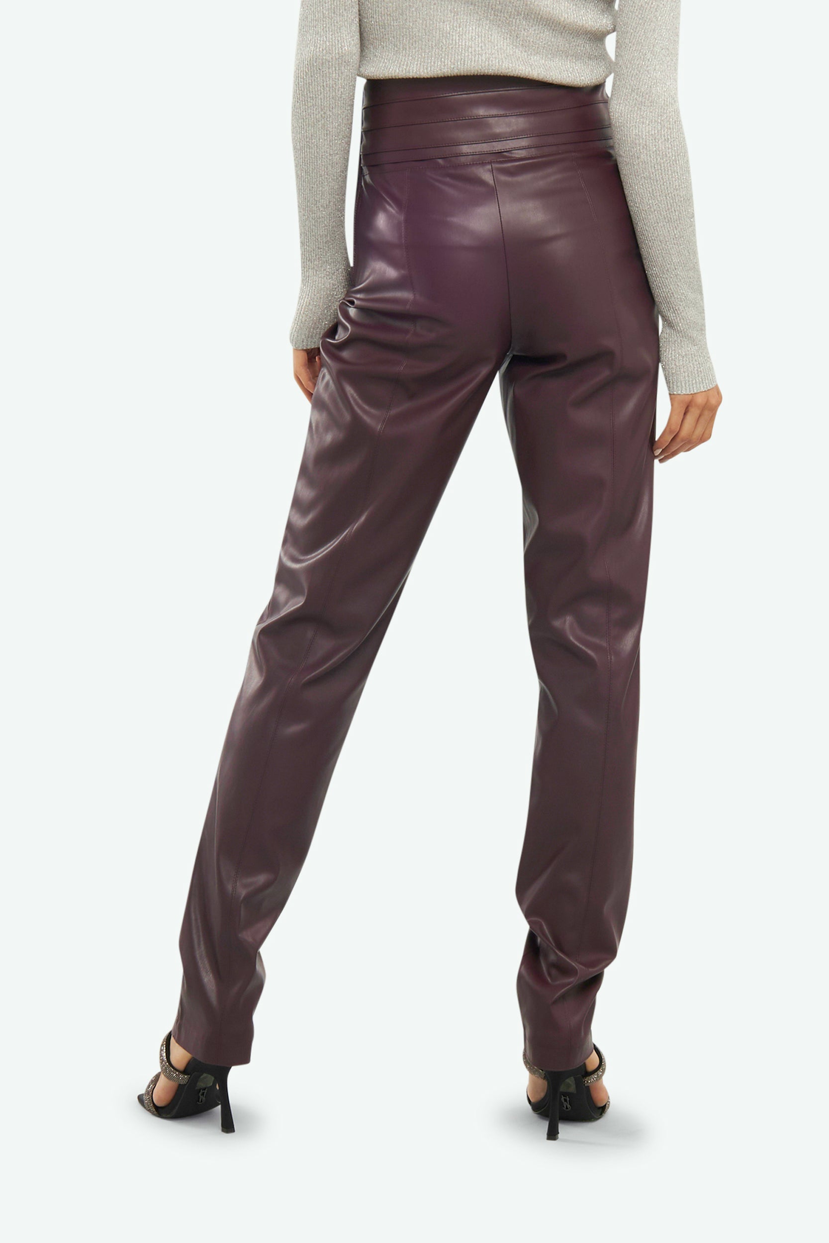 Patrizia Pepe Purple Faux Leather Trousers