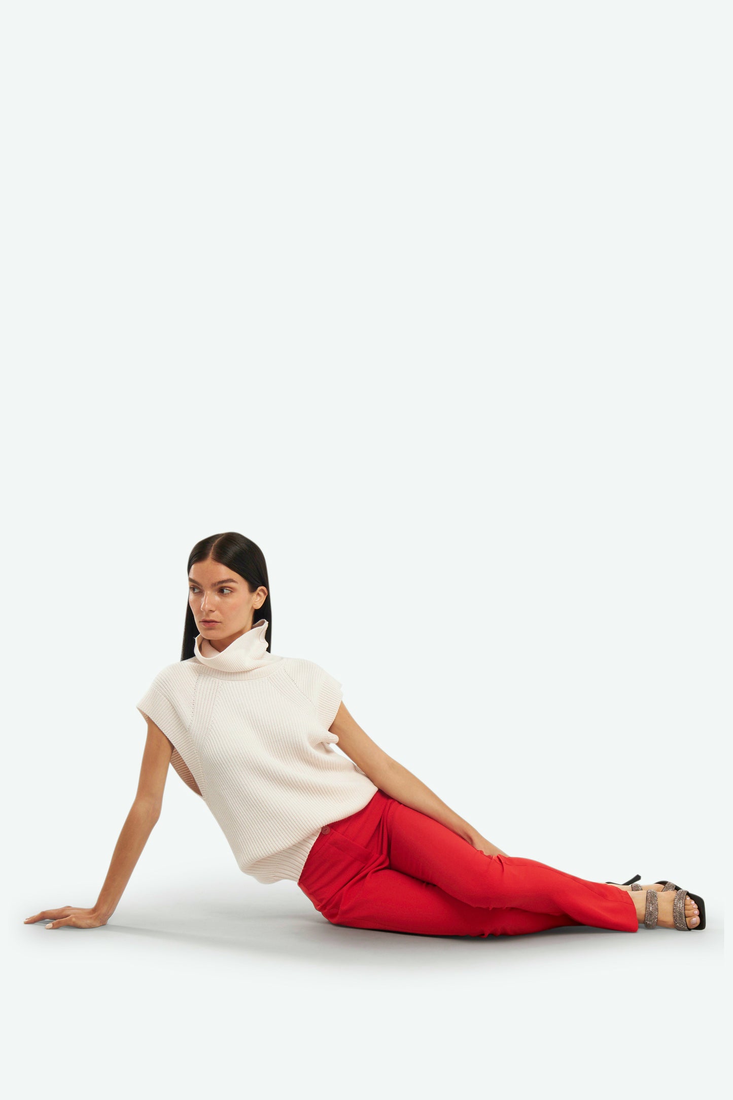 Patrizia Pepe Slim Fit Trousers Red
