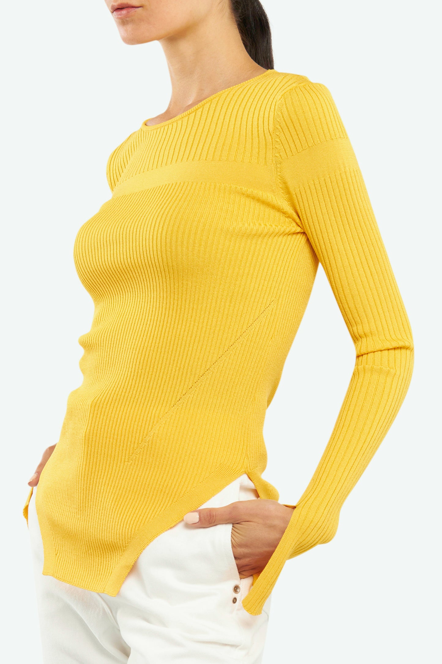Patrizia Pepe Yellow Ribbed Sweater