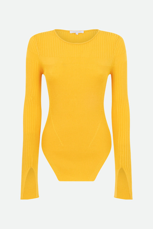 Patrizia Pepe Yellow Ribbed Sweater