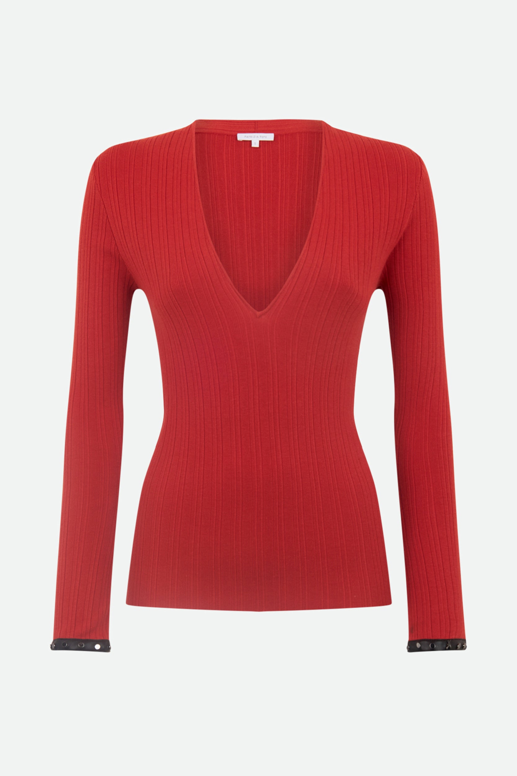Patrizia Pepe Red Ribbed Sweater