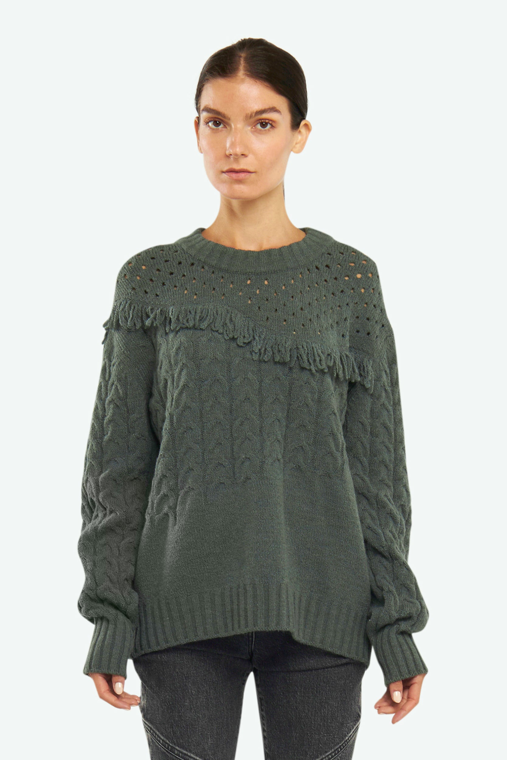 Patrizia Pepe Sweater with Green Fringes