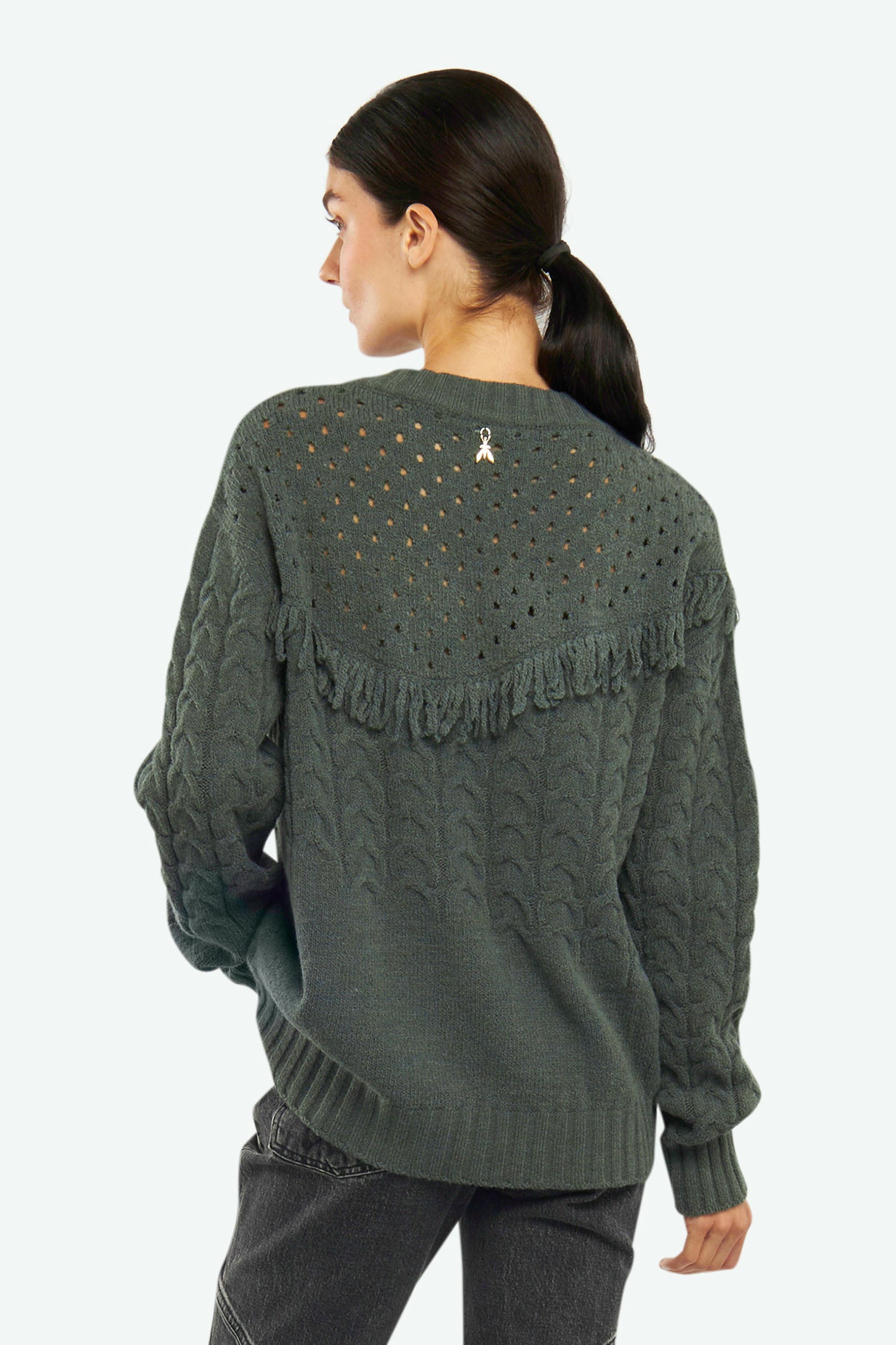 Patrizia Pepe Sweater with Green Fringes