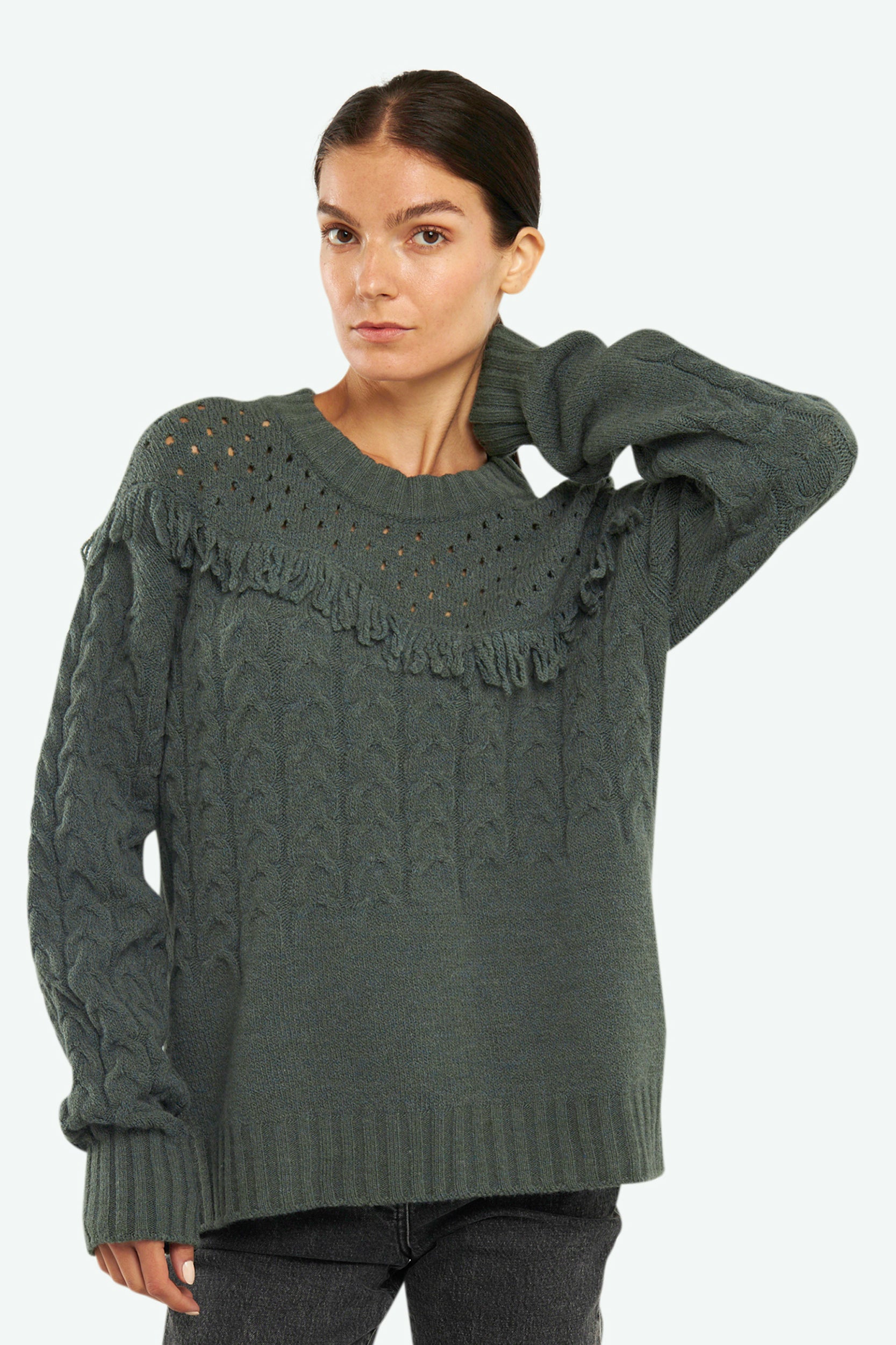 Patrizia Pepe Sweater with Green Fringes