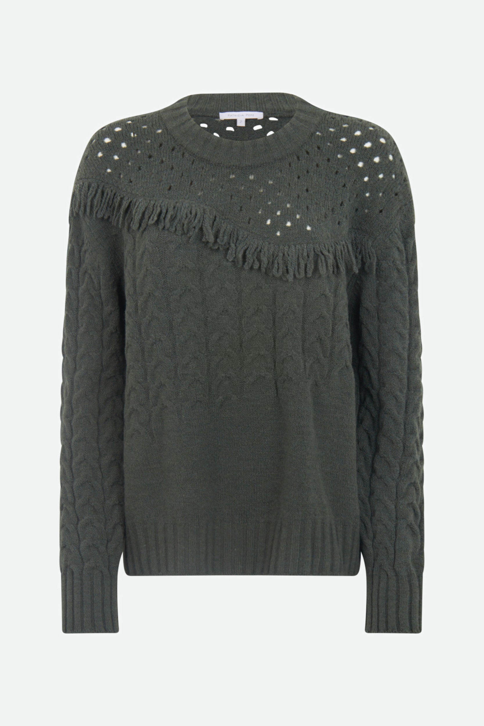 Patrizia Pepe Sweater with Green Fringes