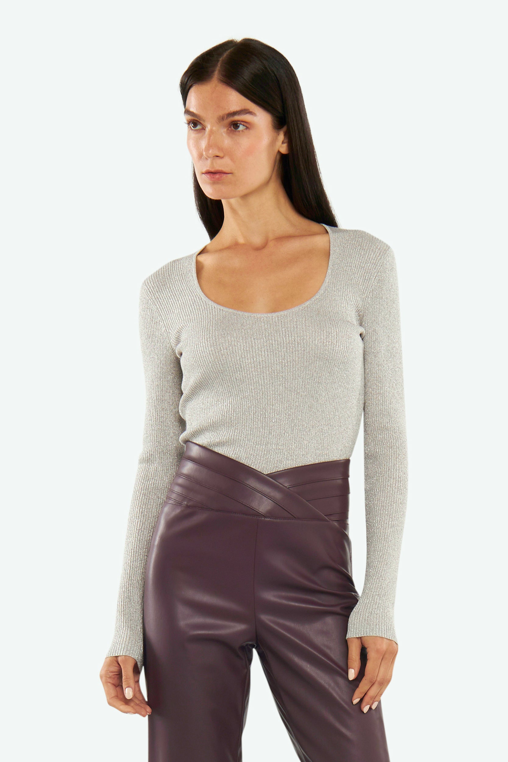 Patrizia Pepe Gray Lurex Sweater