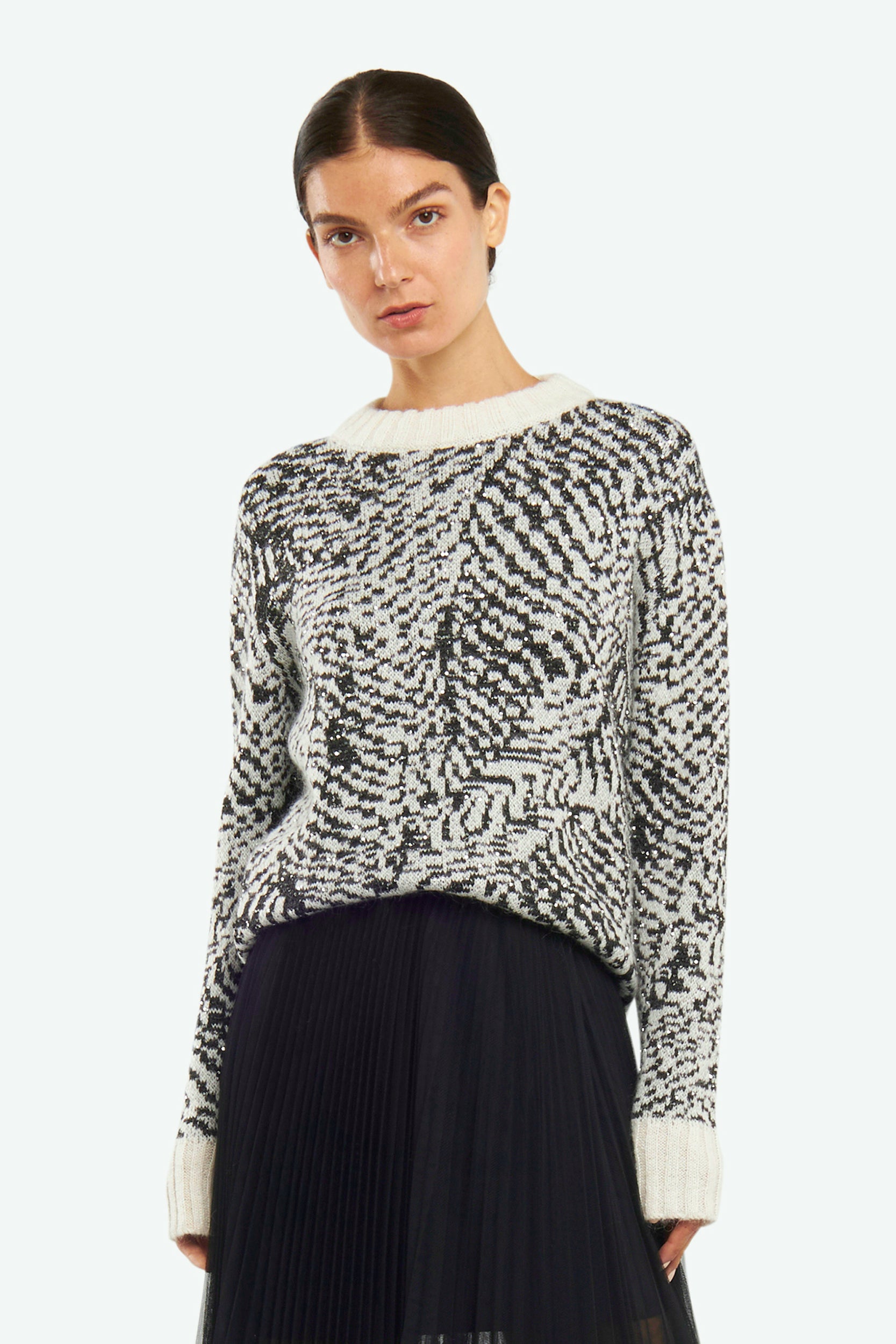 Patrizia Pepe White Jacquard Sweater