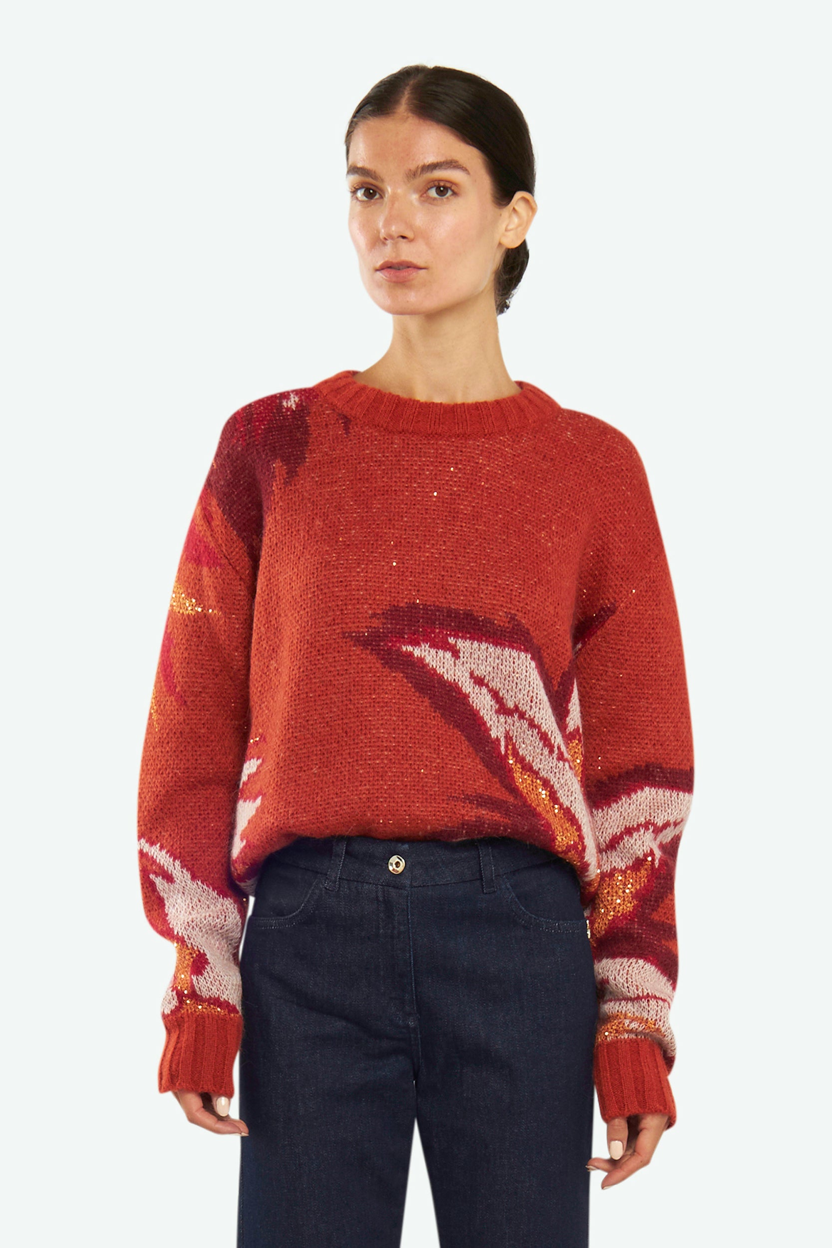 Patrizia Pepe Orange Jacquard Sweater