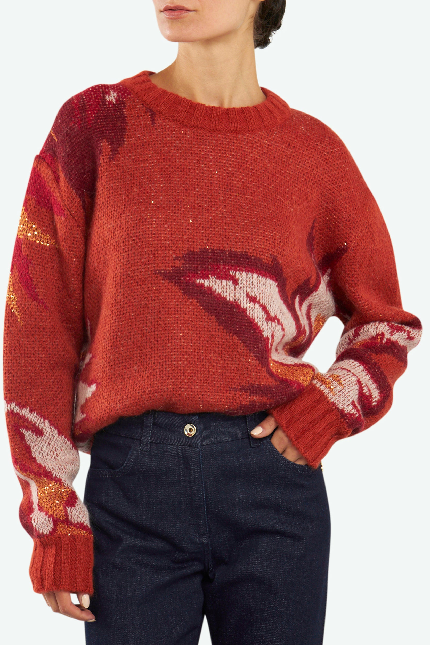 Patrizia Pepe Orange Jacquard Sweater
