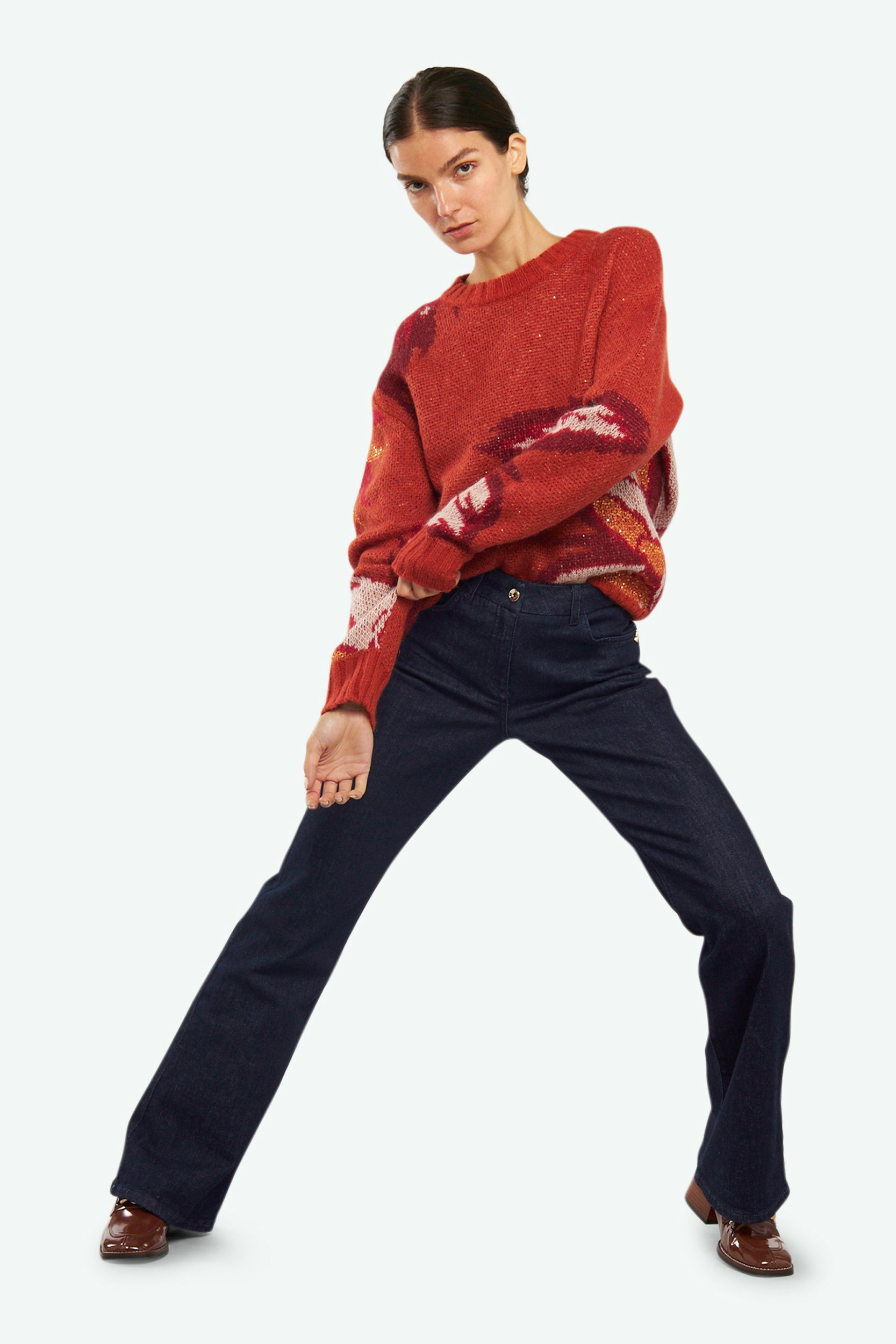 Patrizia Pepe Orange Jacquard Sweater