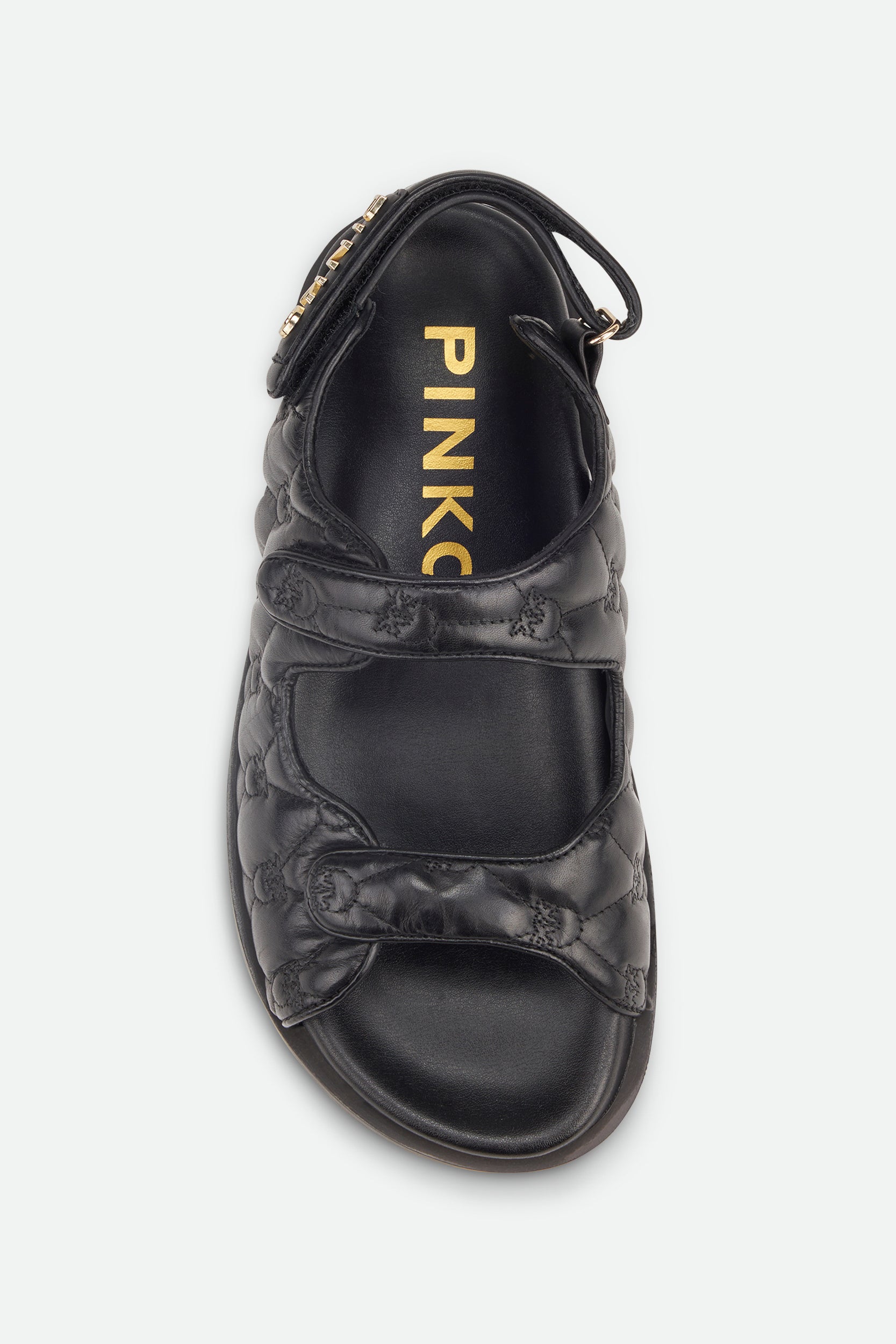 Pinko Black Leather Sandal