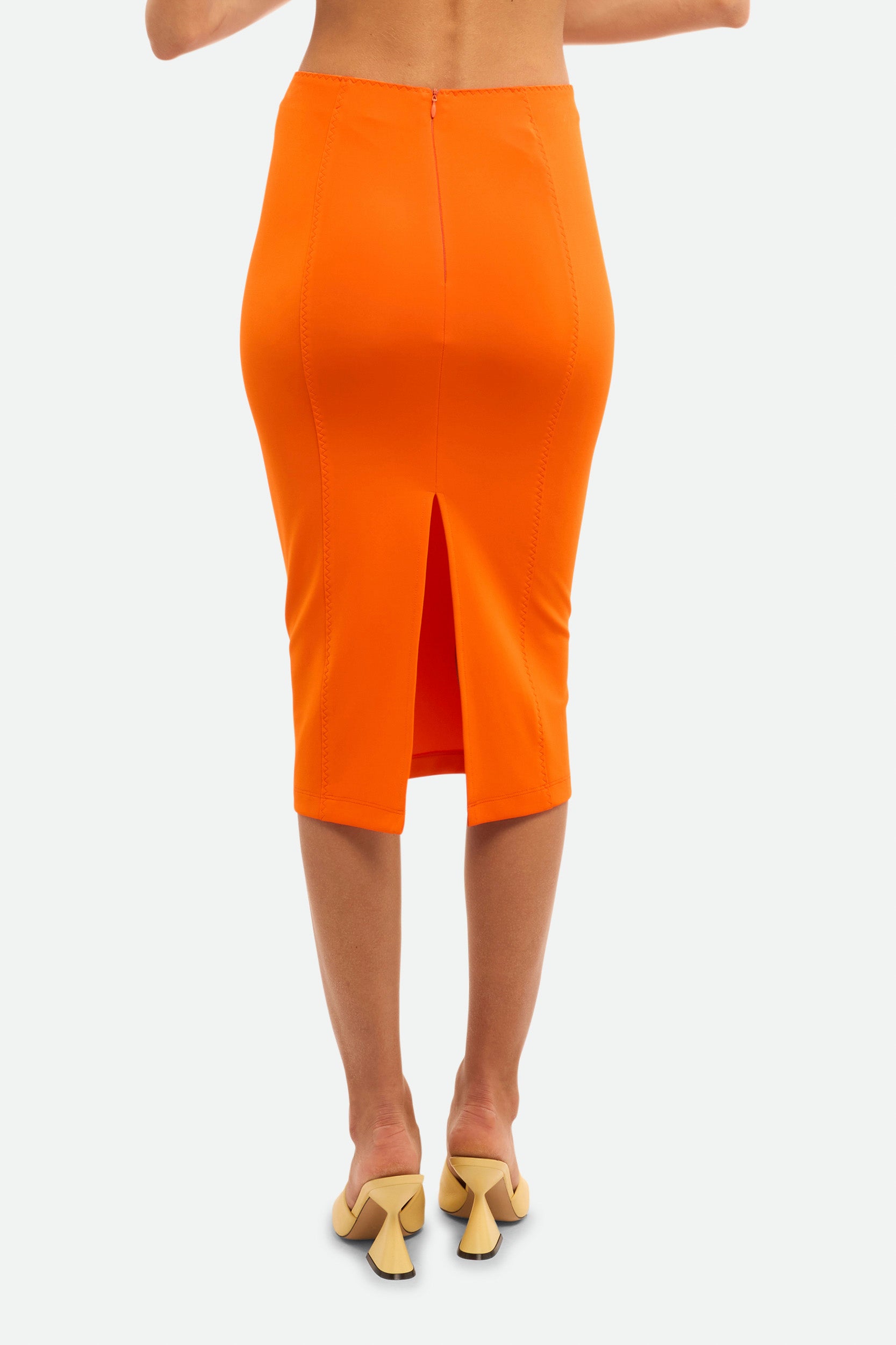 Pinko Orange Pencil Skirt