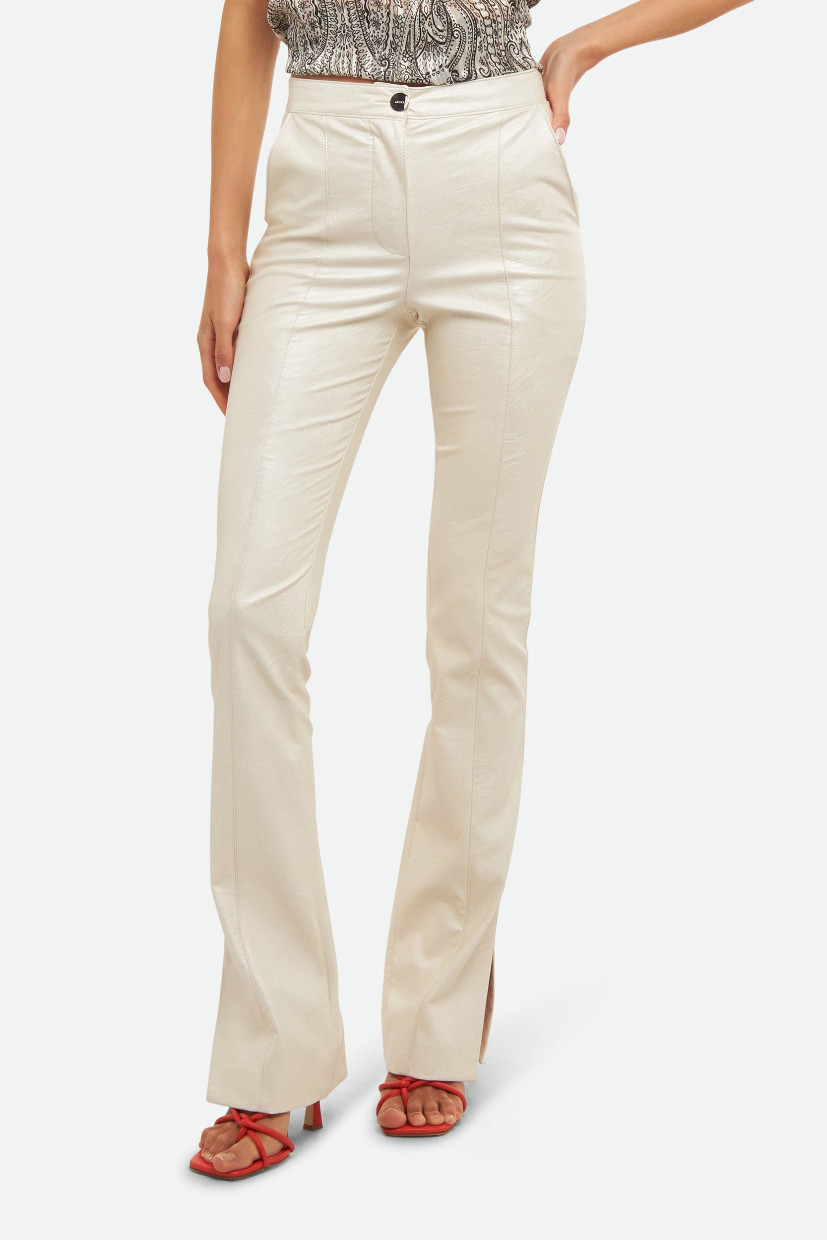 Liu Jo White Faux Leather Trousers