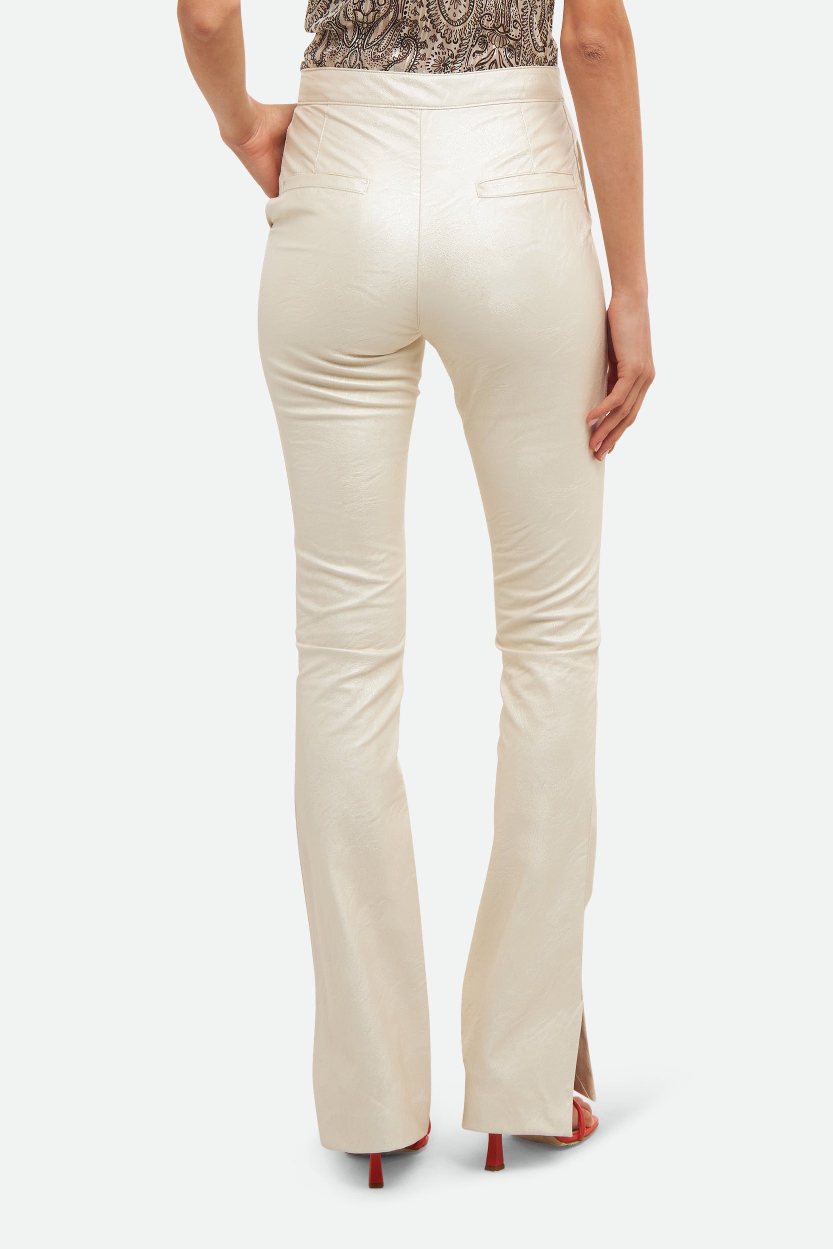 Liu Jo White Faux Leather Trousers