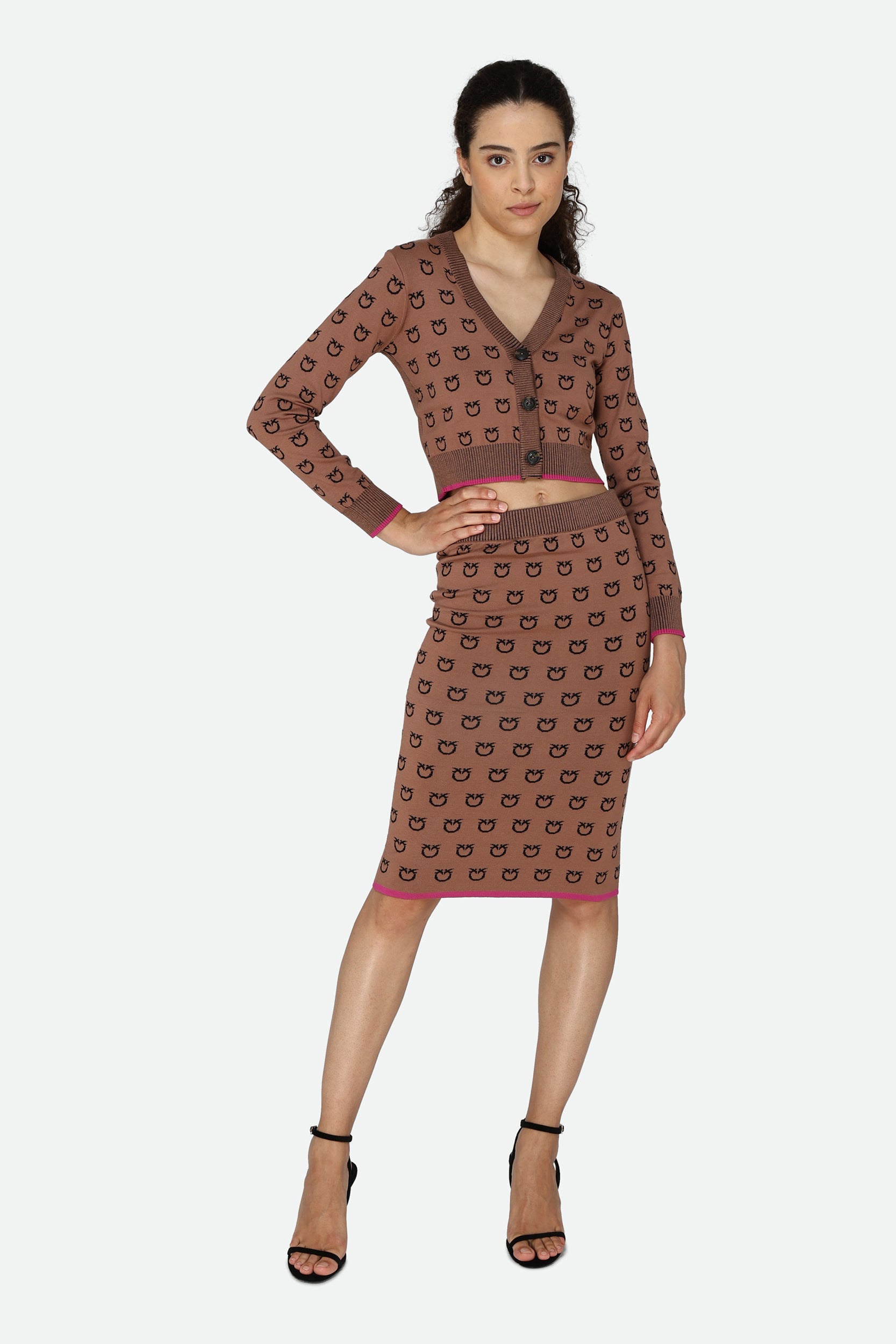 Pinko Gonna Midi Logata Marrone