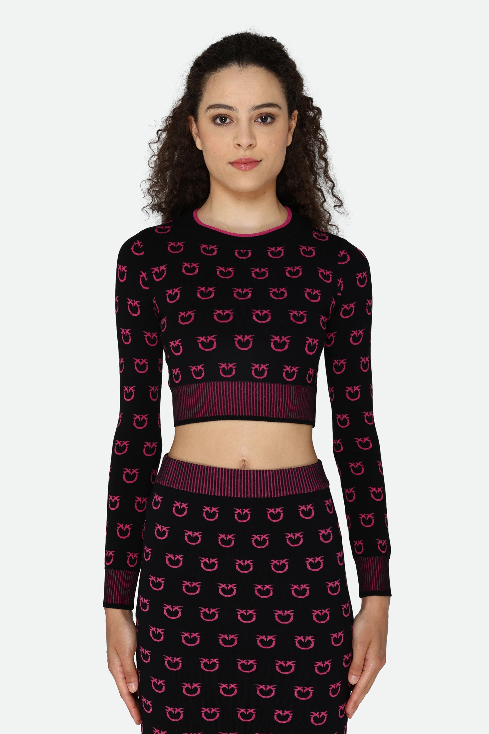 Pinko Black Logo Crop Top