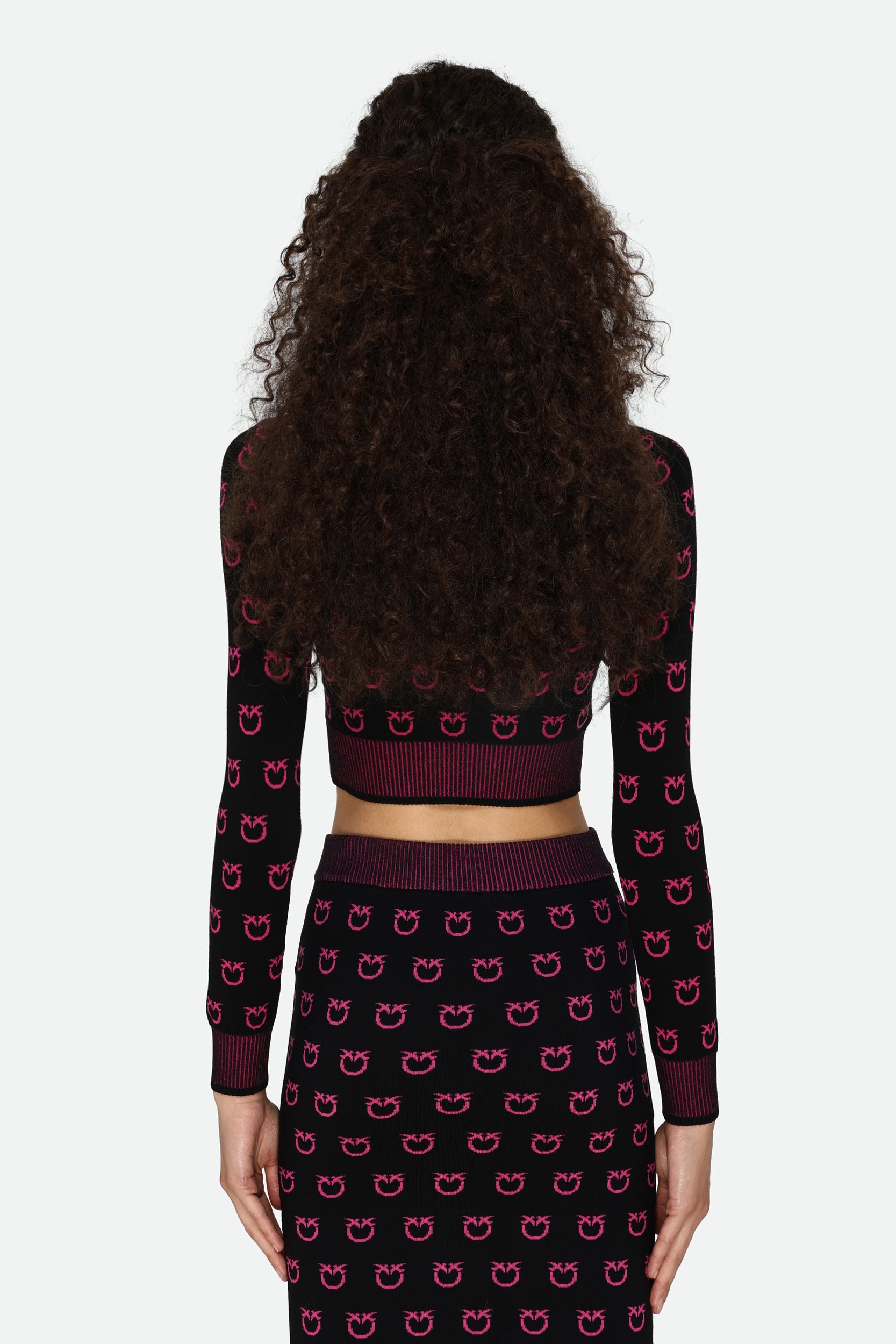 Pinko Maglia Crop Logata Nera