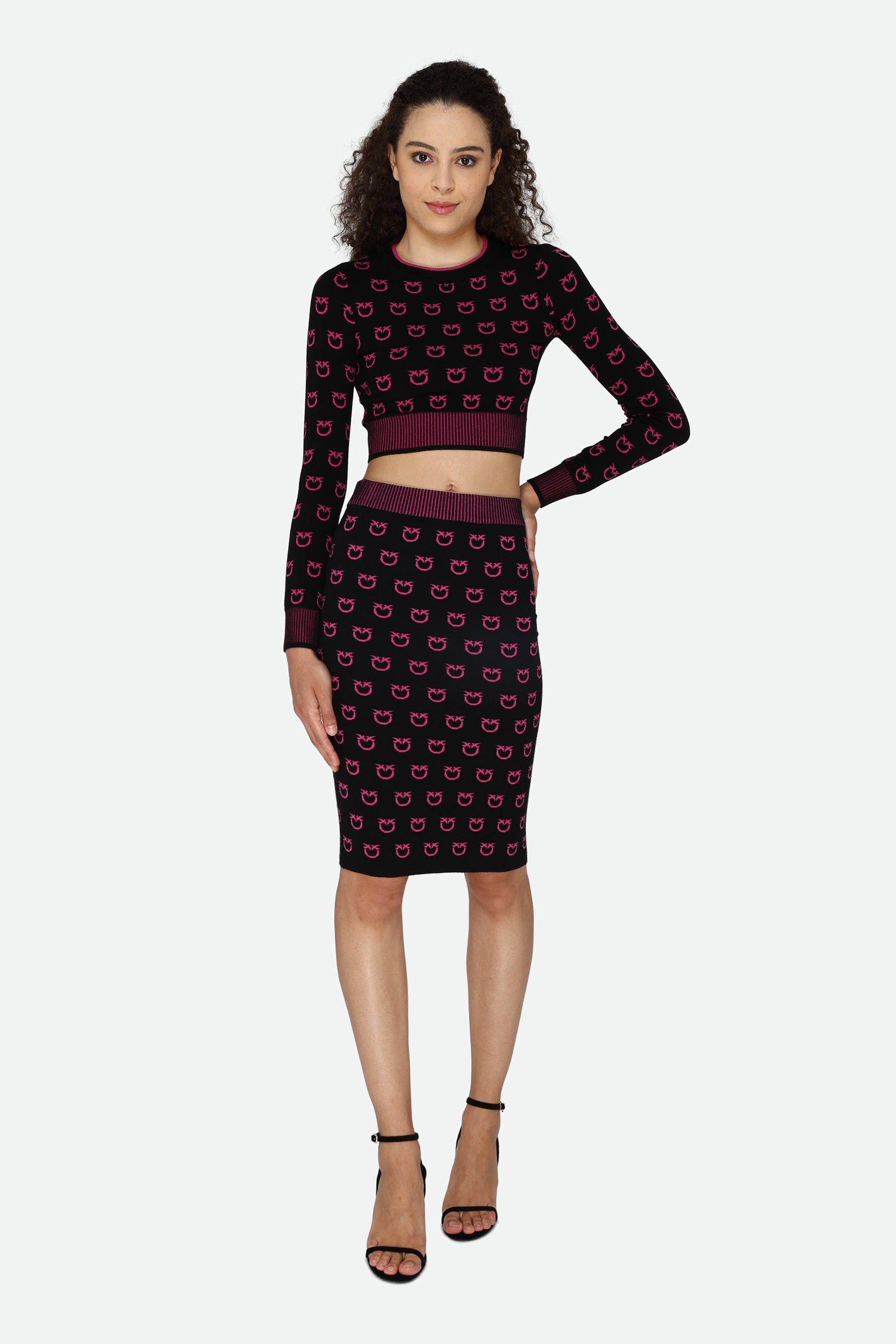 Pinko Maglia Crop Logata Nera