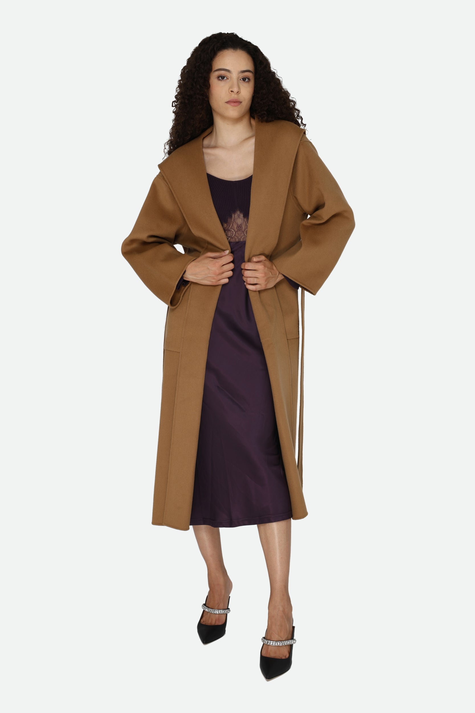 Pinko Cappotto Cammello ad Accappatoio