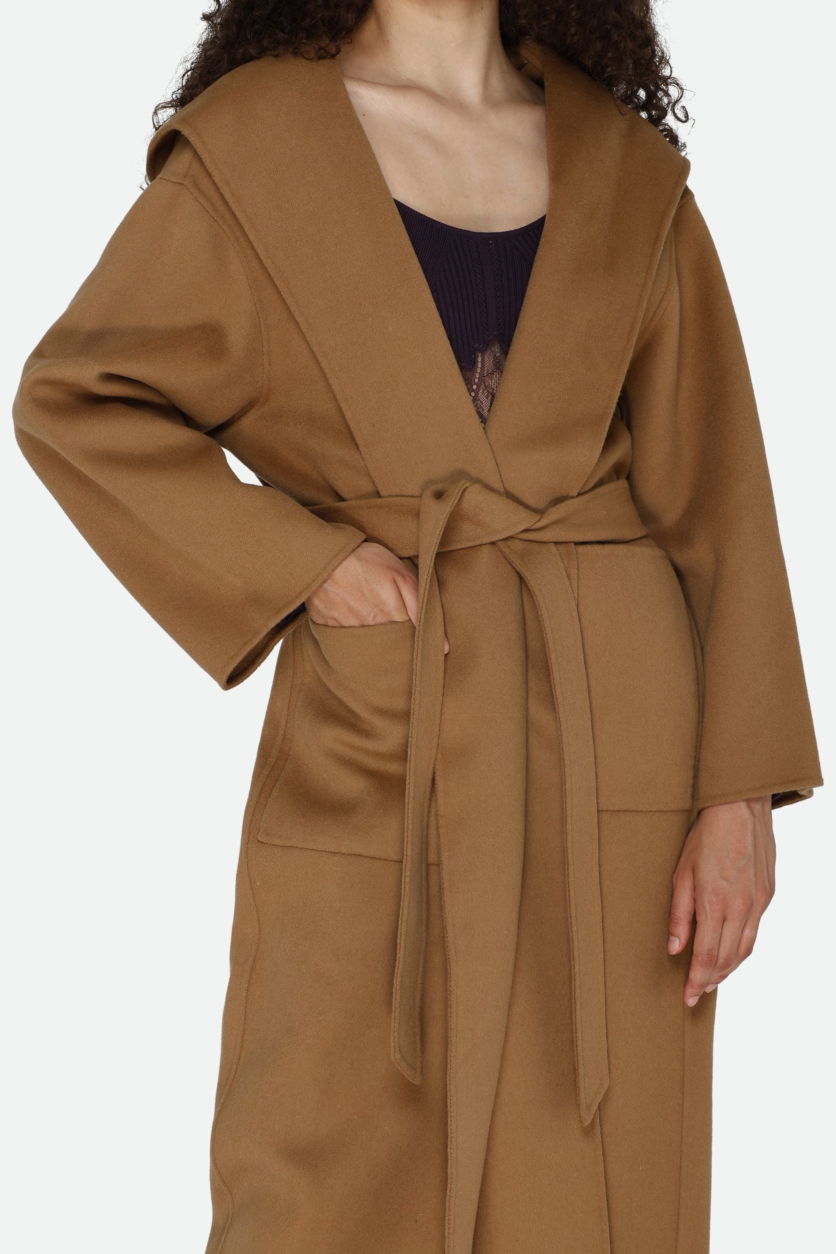 Pinko Cappotto Cammello ad Accappatoio