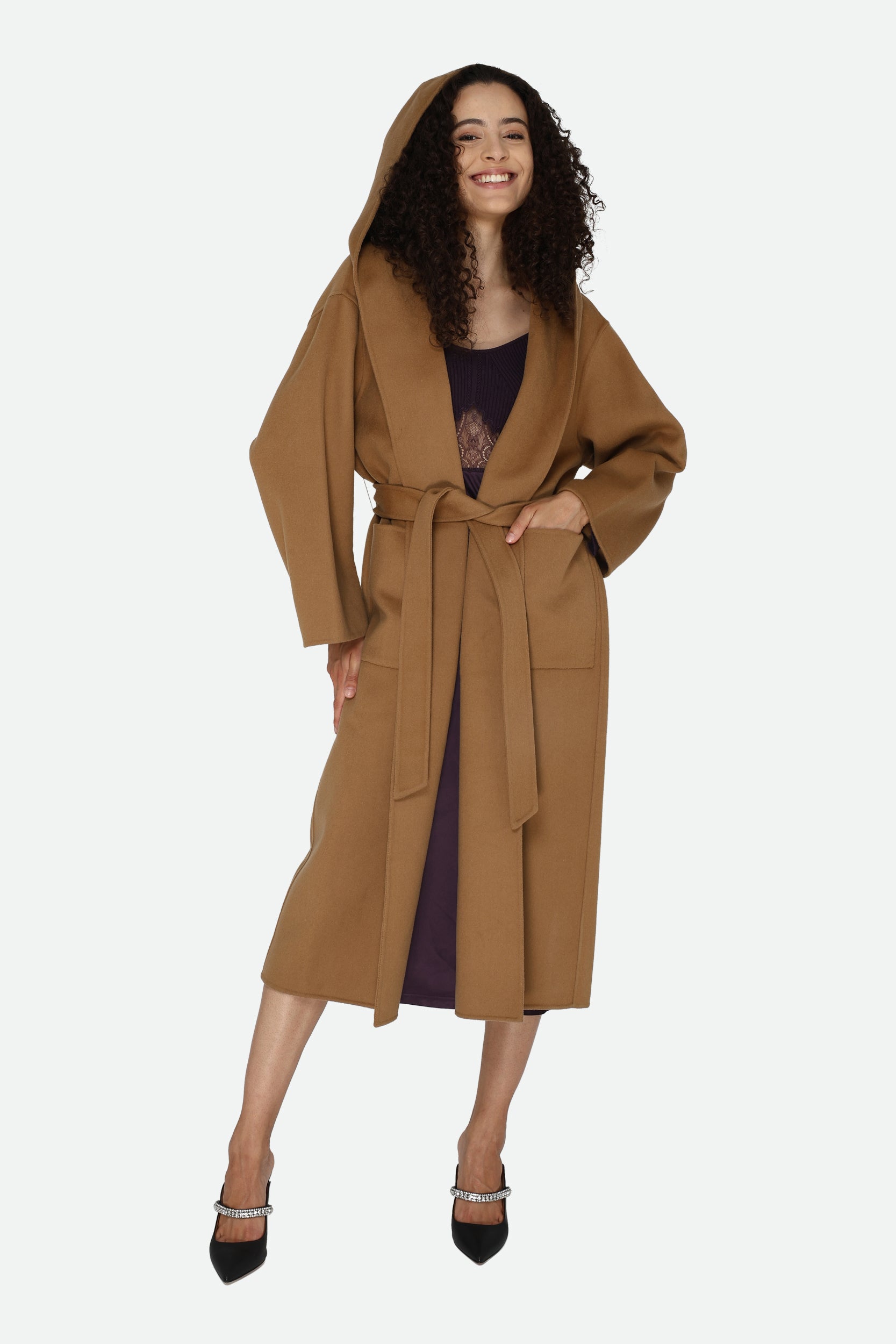 Pinko Cappotto Cammello ad Accappatoio