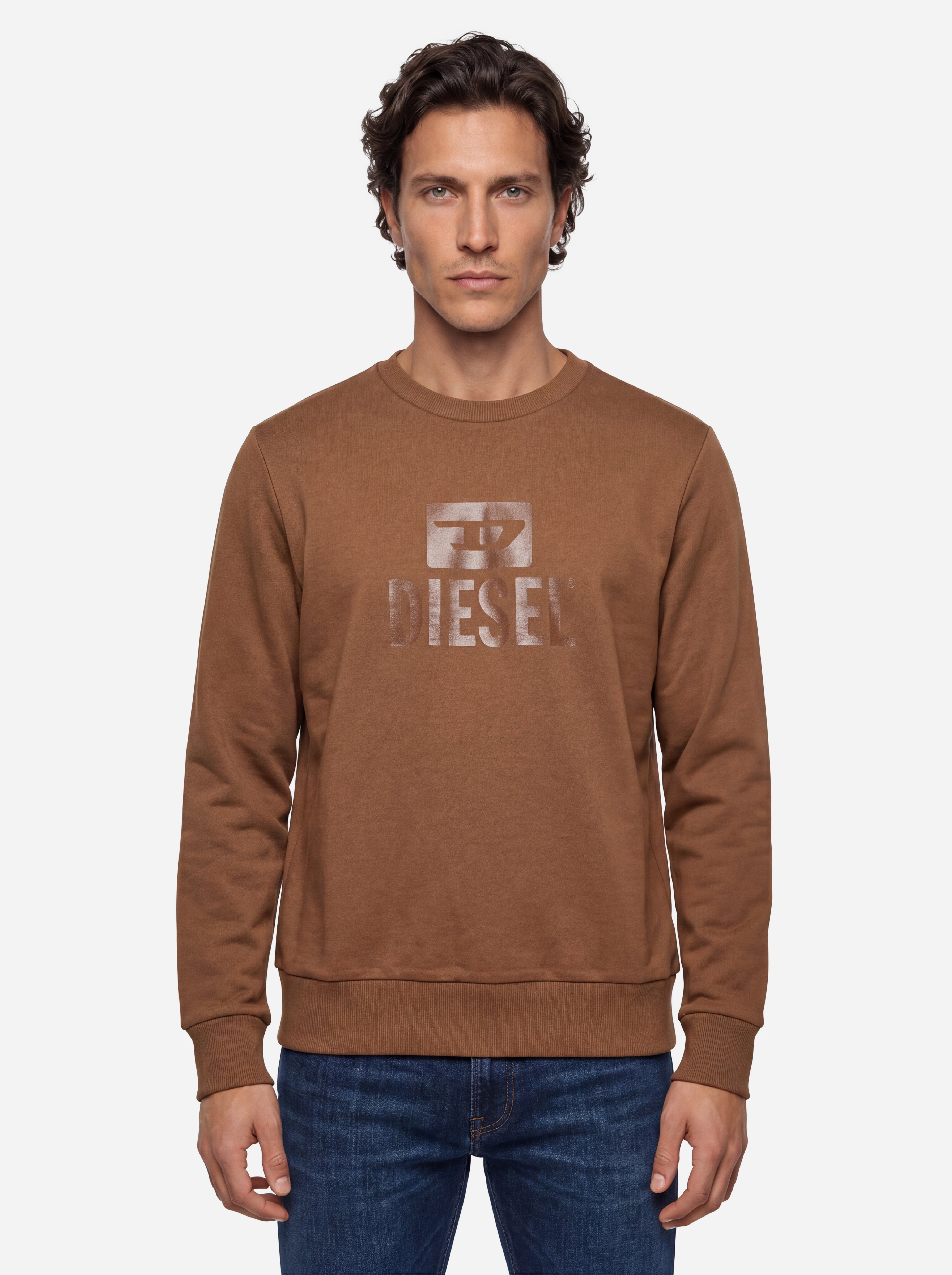 Diesel Brown Crewneck Sweatshirt with Logo