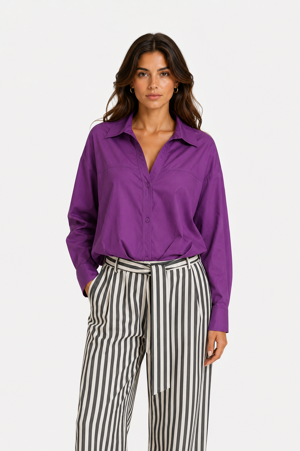 Twinset Cropped Purple Shirt