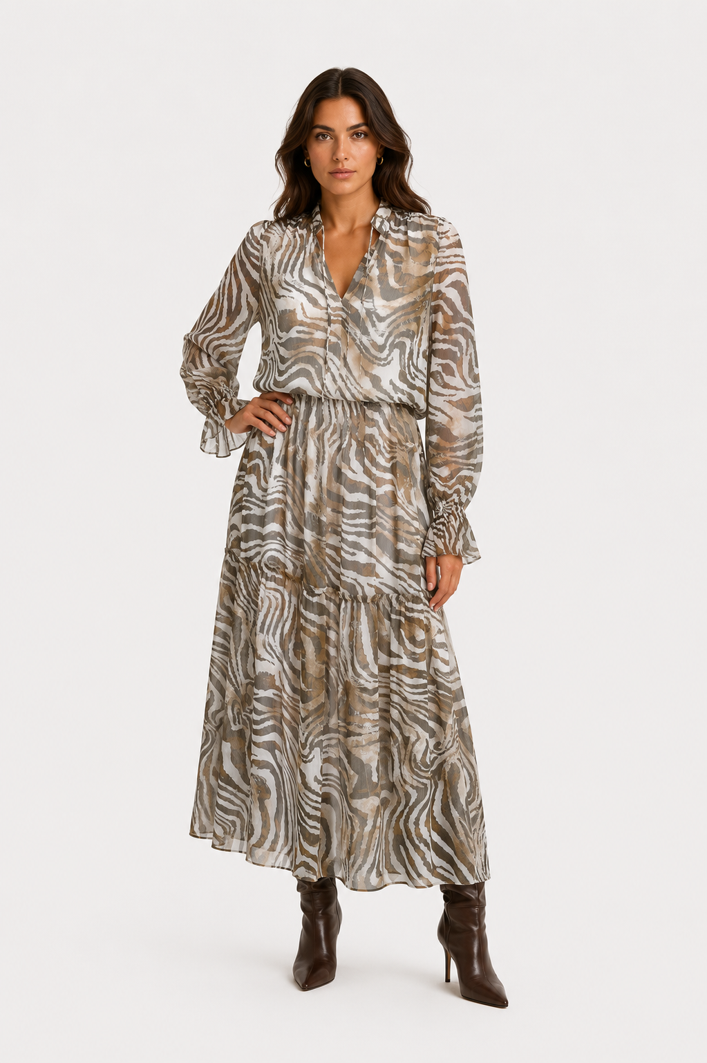 Twinset Abito Lungo Animalier